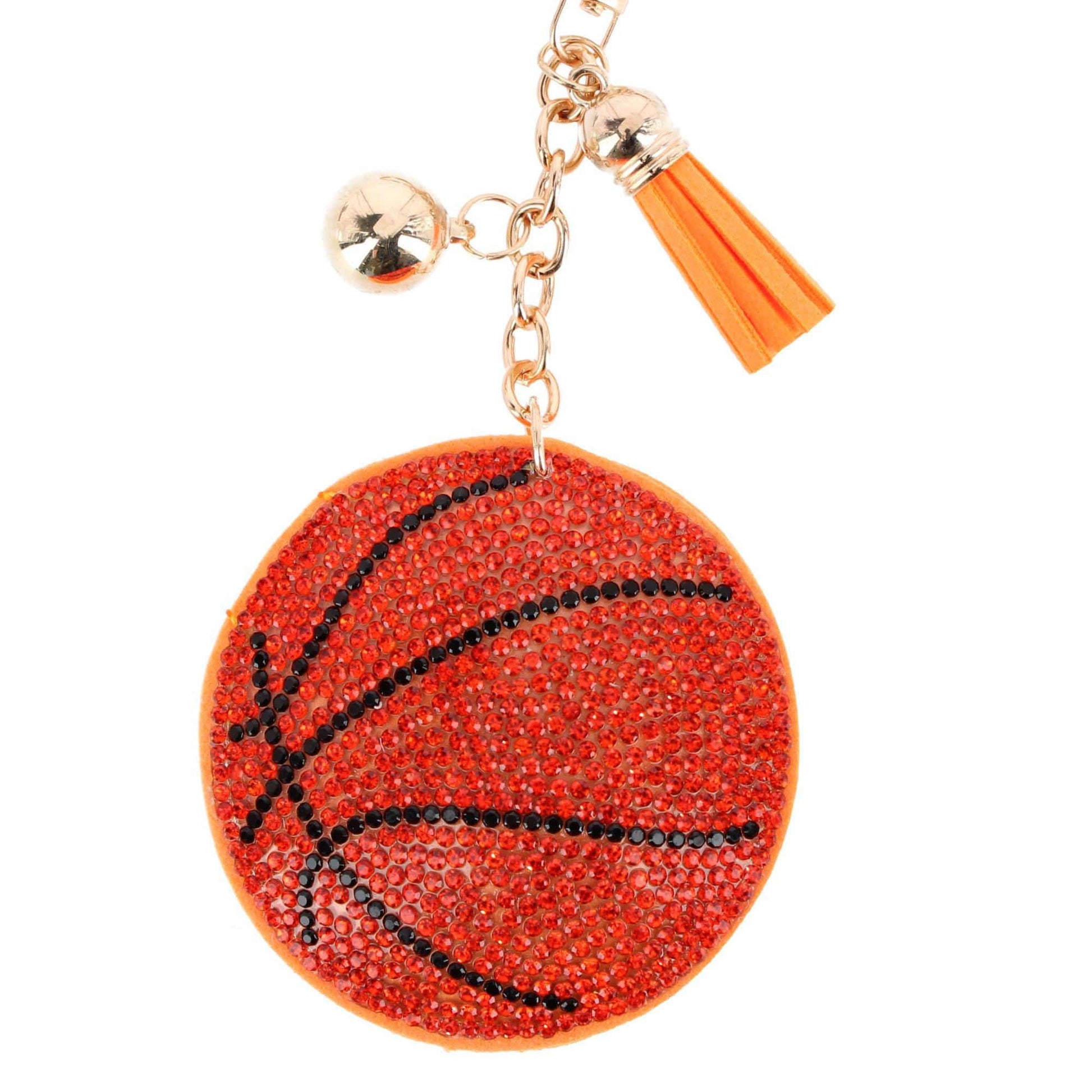 CTM® Women's Rhinestone Basketball Bag Charm & Key Chain - Orange