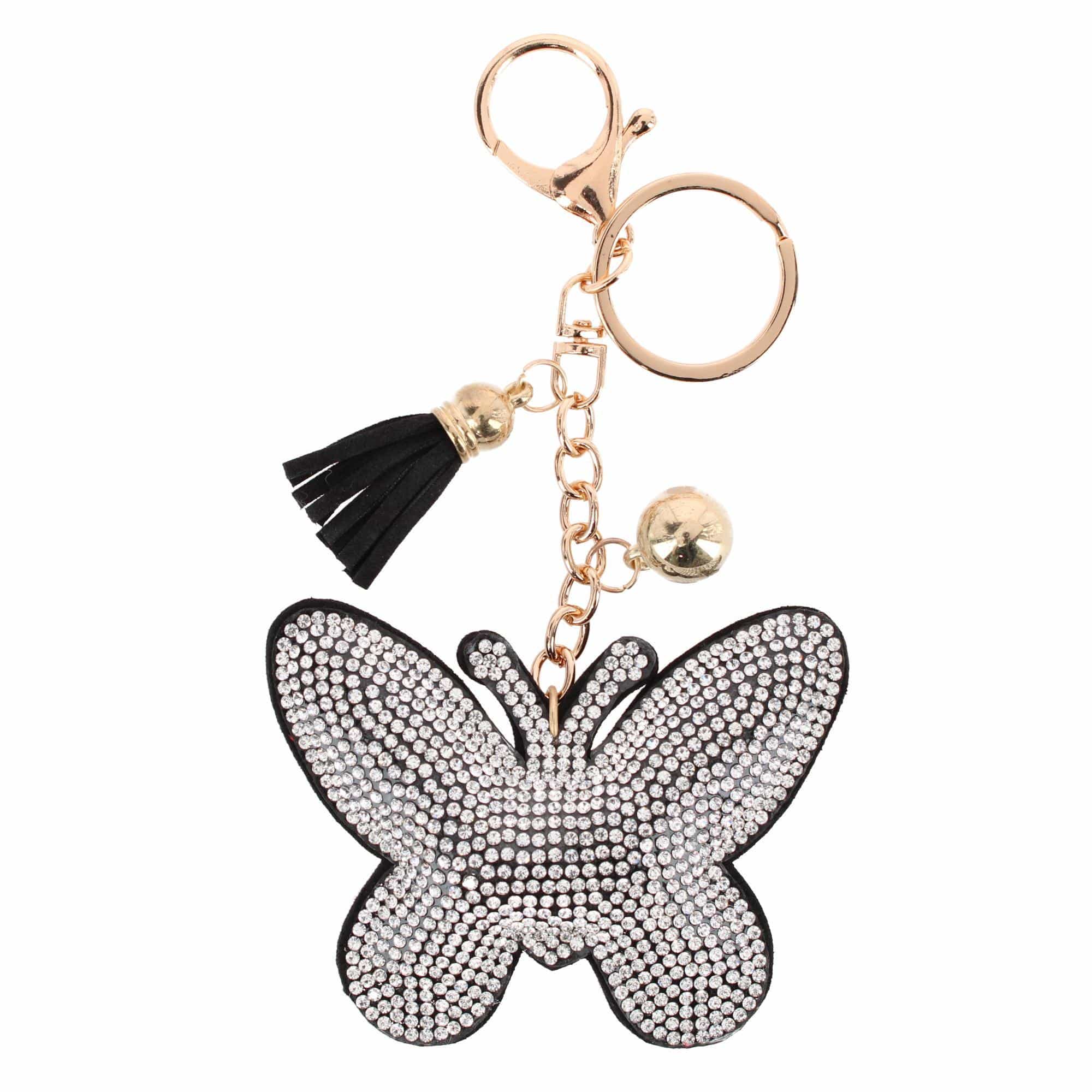 CTM® Women's Glittery Rhinestone Butterfly Bag Charm & Key Chain