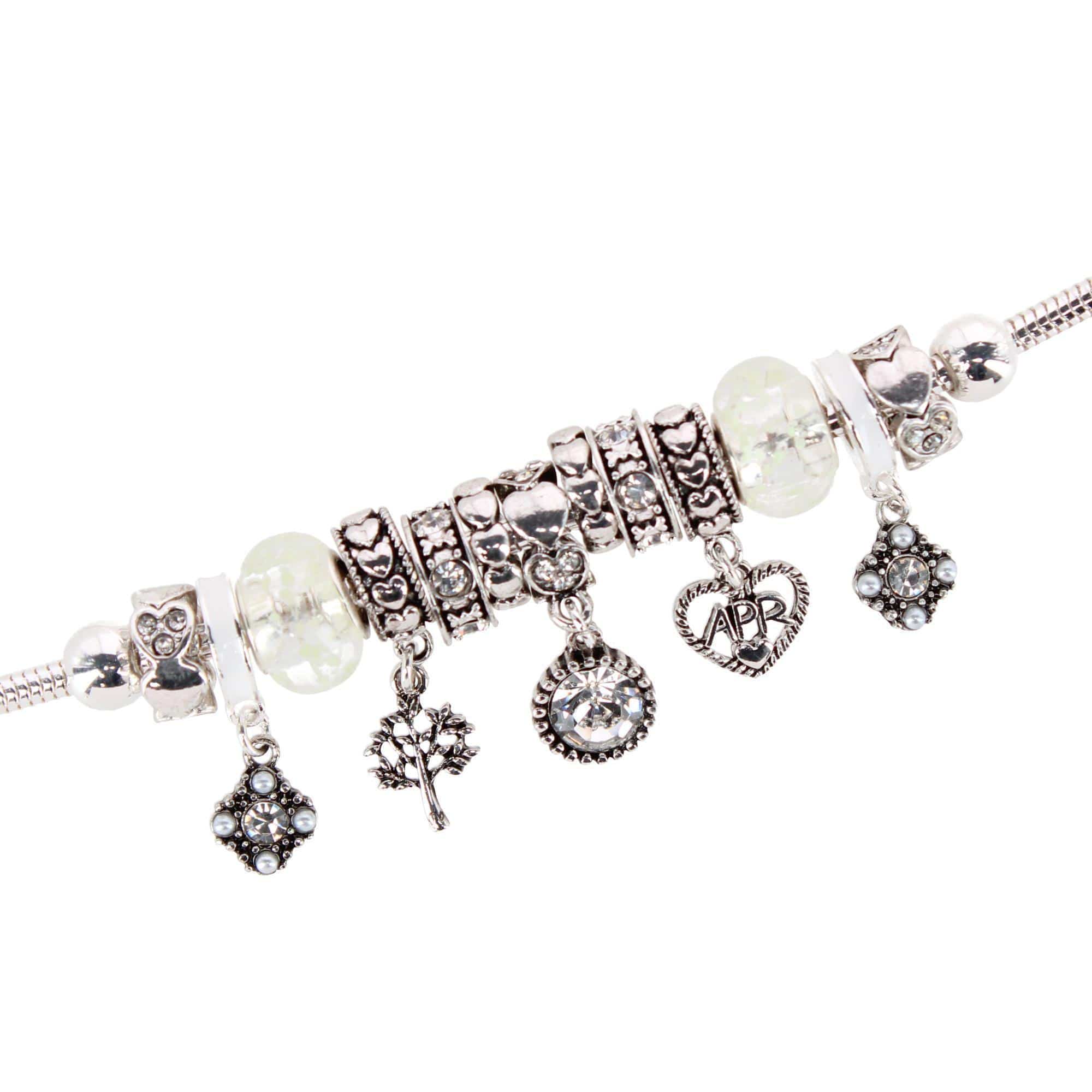 CTM® Women's Meaningful Birthstone Charm Clasp Bracelet - April- Diamond