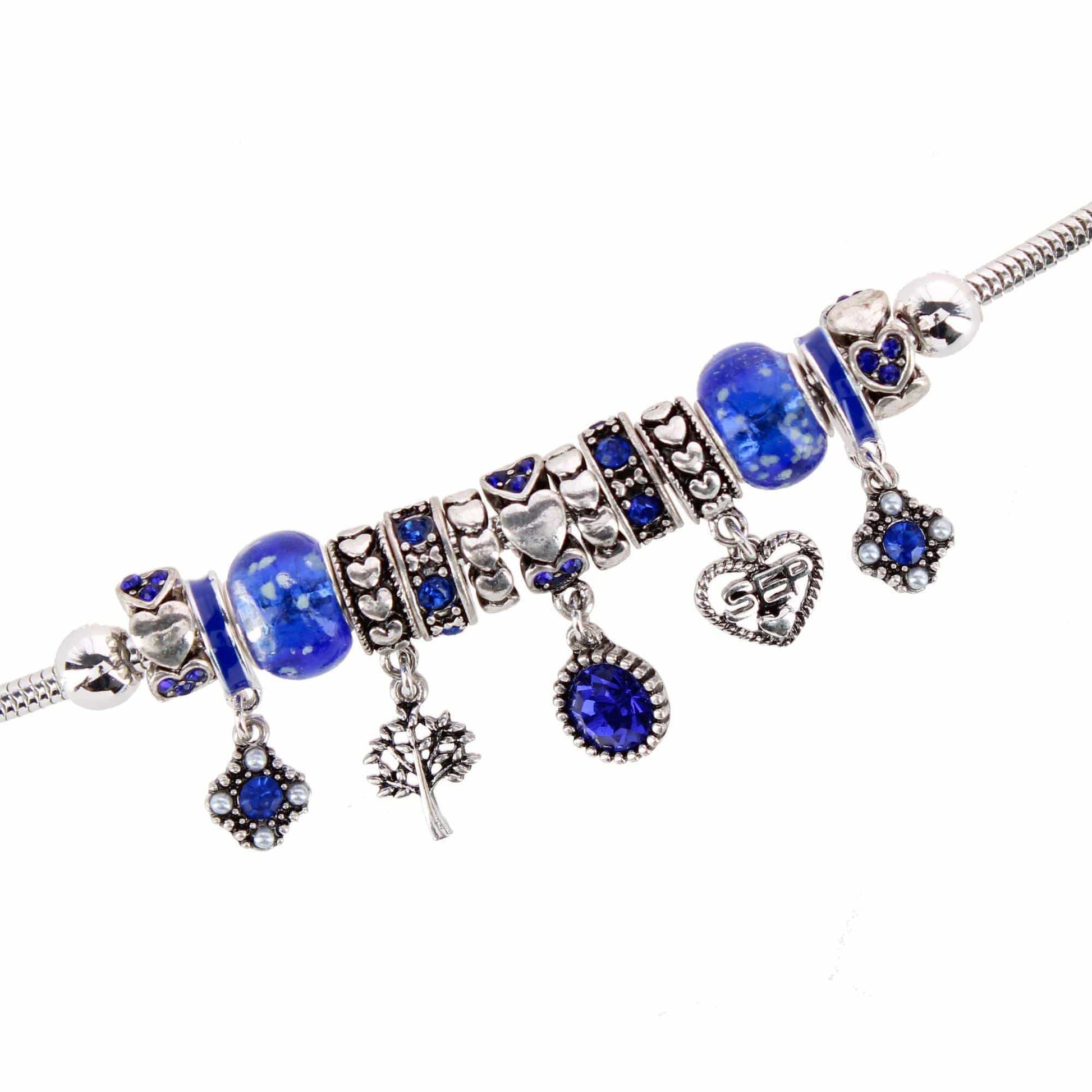 CTM® Women's Meaningful Birthstone Charm Clasp Bracelet - September- Sapphire