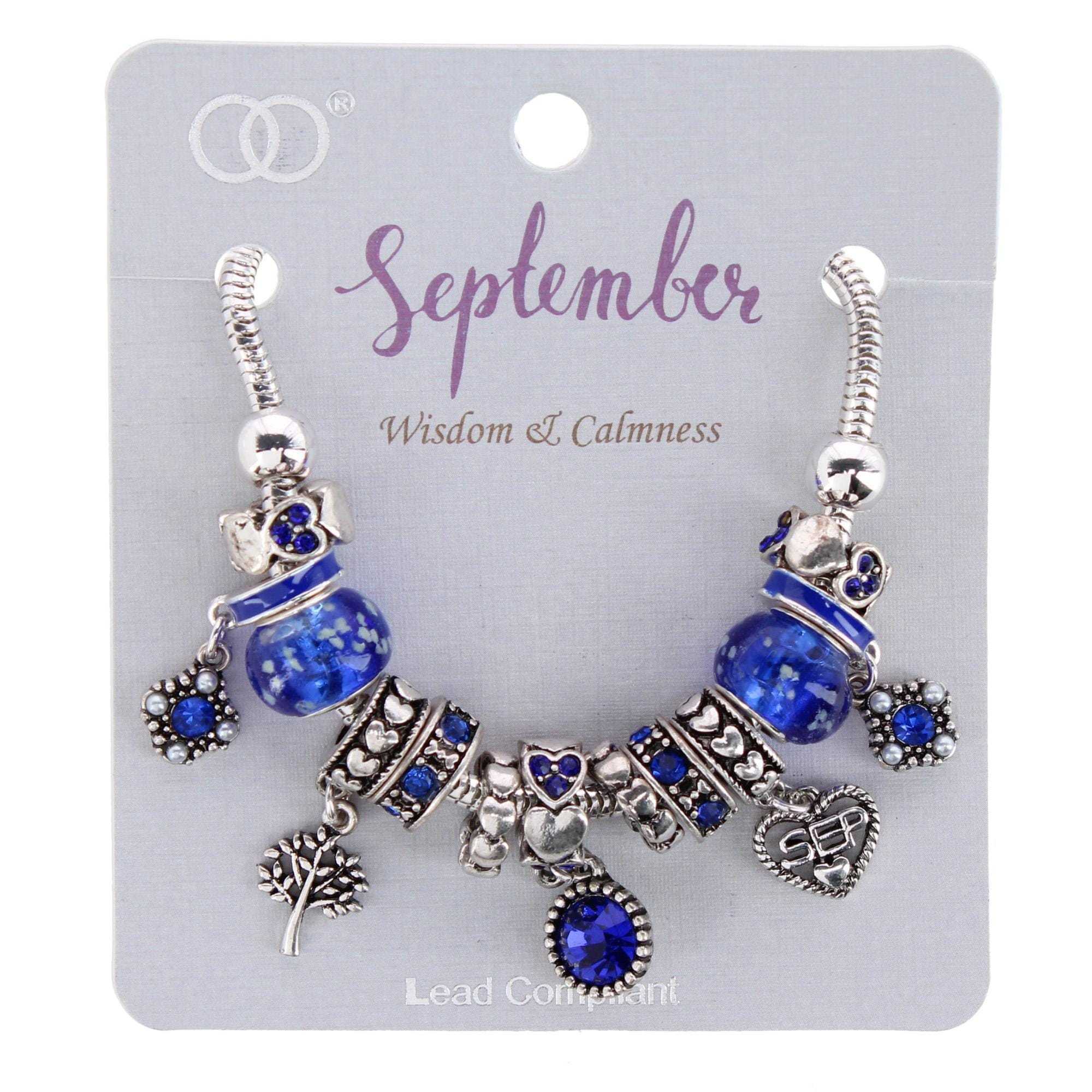 CTM® Women's Meaningful Birthstone Charm Clasp Bracelet - September- Sapphire