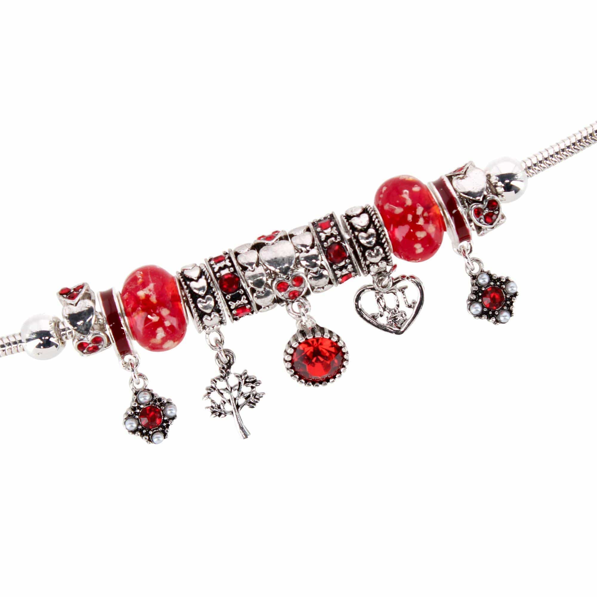 CTM® Women's Meaningful Birthstone Charm Clasp Bracelet - July- Ruby