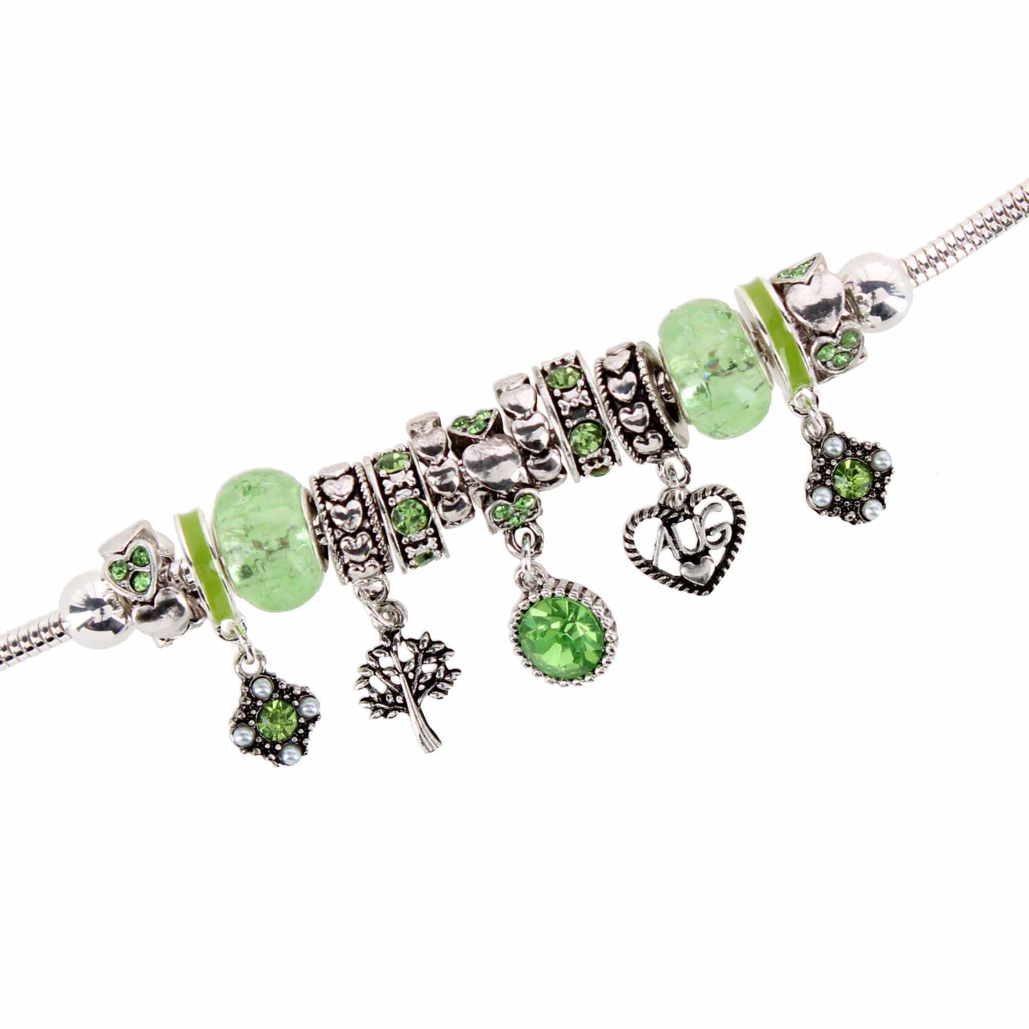 CTM® Women's Meaningful Birthstone Charm Clasp Bracelet - August - Peridot
