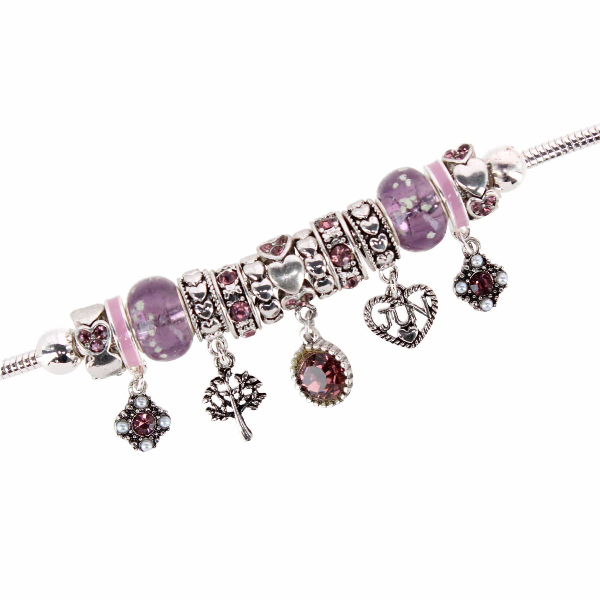CTM® Women's Meaningful Birthstone Charm Clasp Bracelet - June- Alexandrite