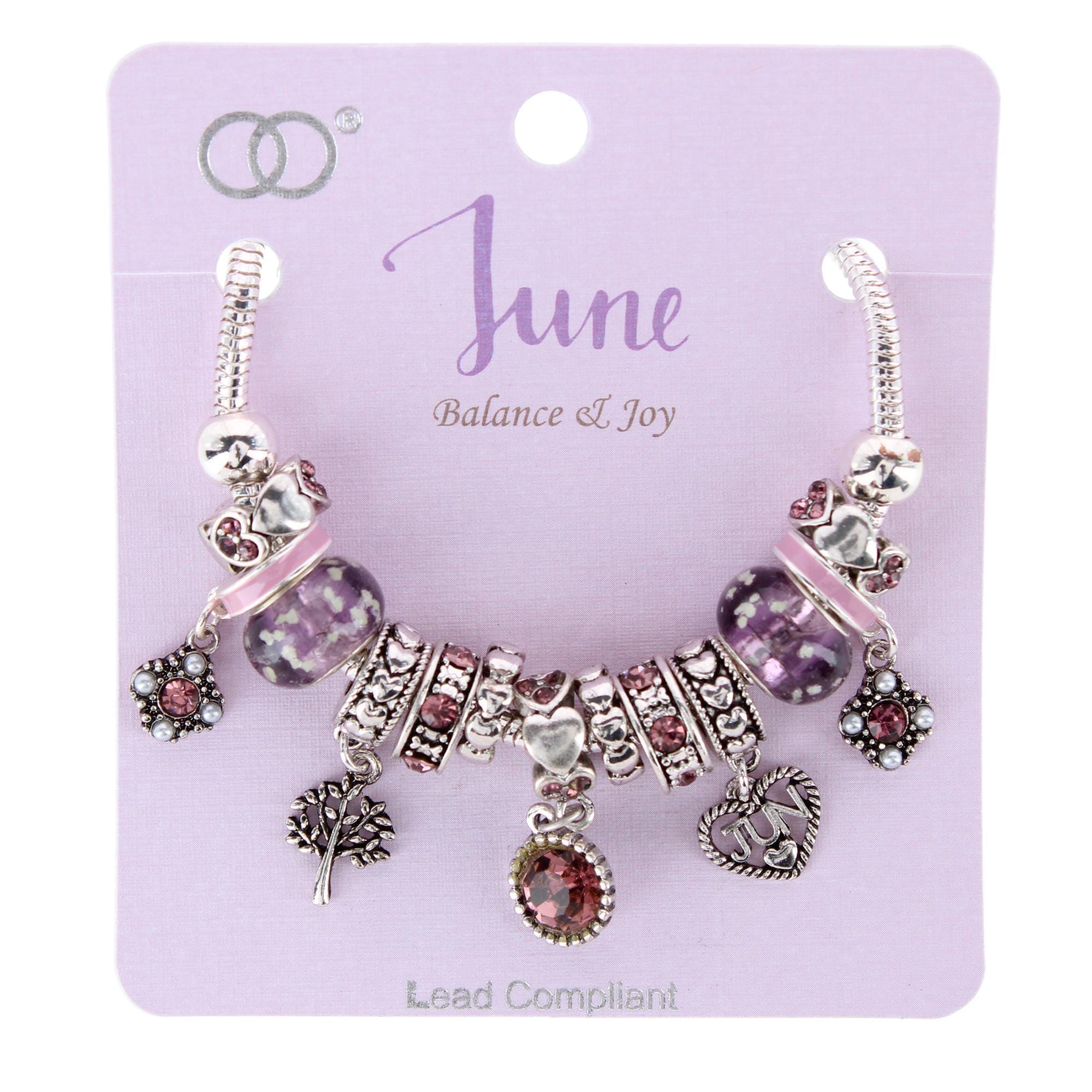 CTM® Women's Meaningful Birthstone Charm Clasp Bracelet - June- Alexandrite