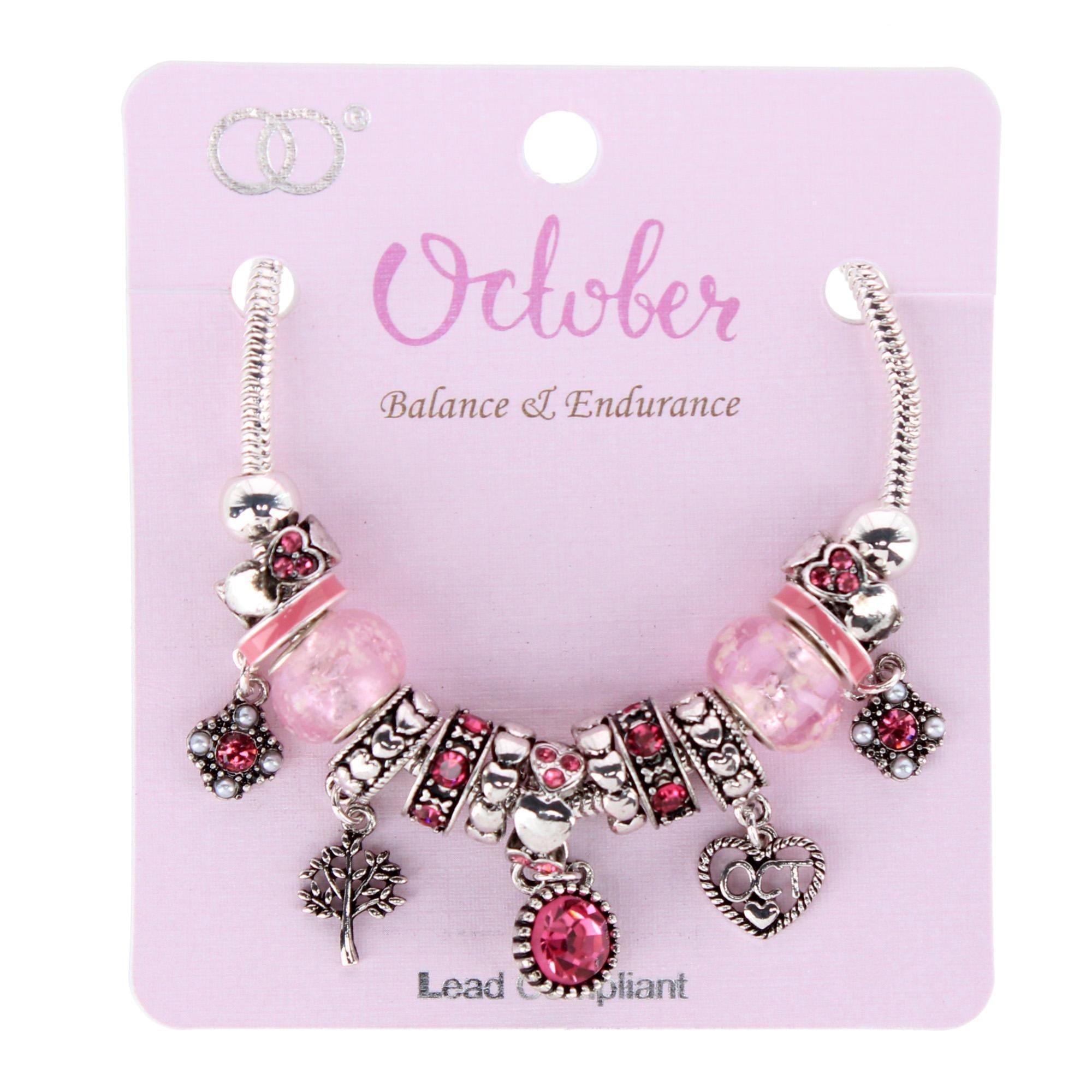CTM® Women's Meaningful Birthstone Charm Clasp Bracelet - October- Tourmaline