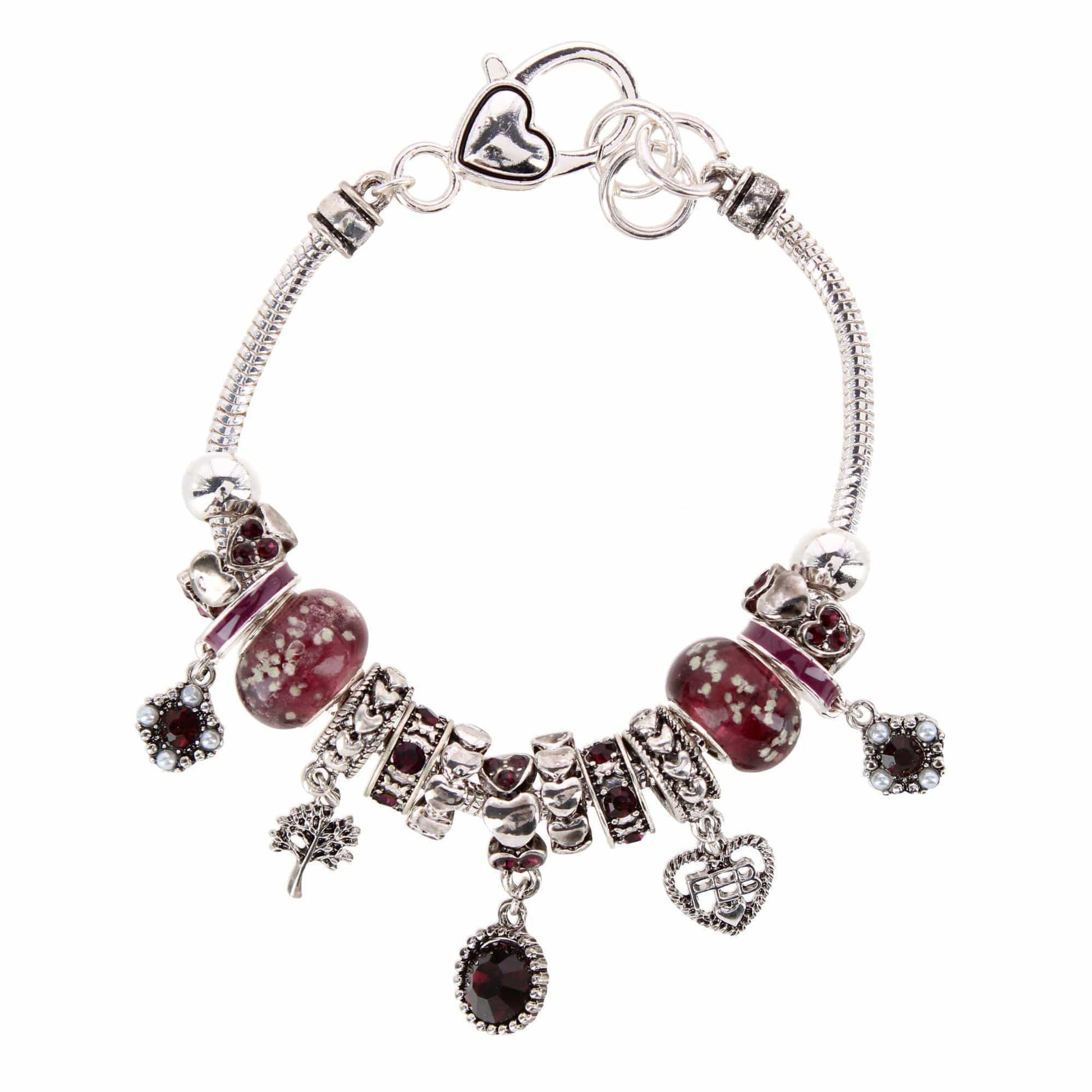 CTM® Women's Meaningful Birthstone Charm Clasp Bracelet - February- Amethyst
