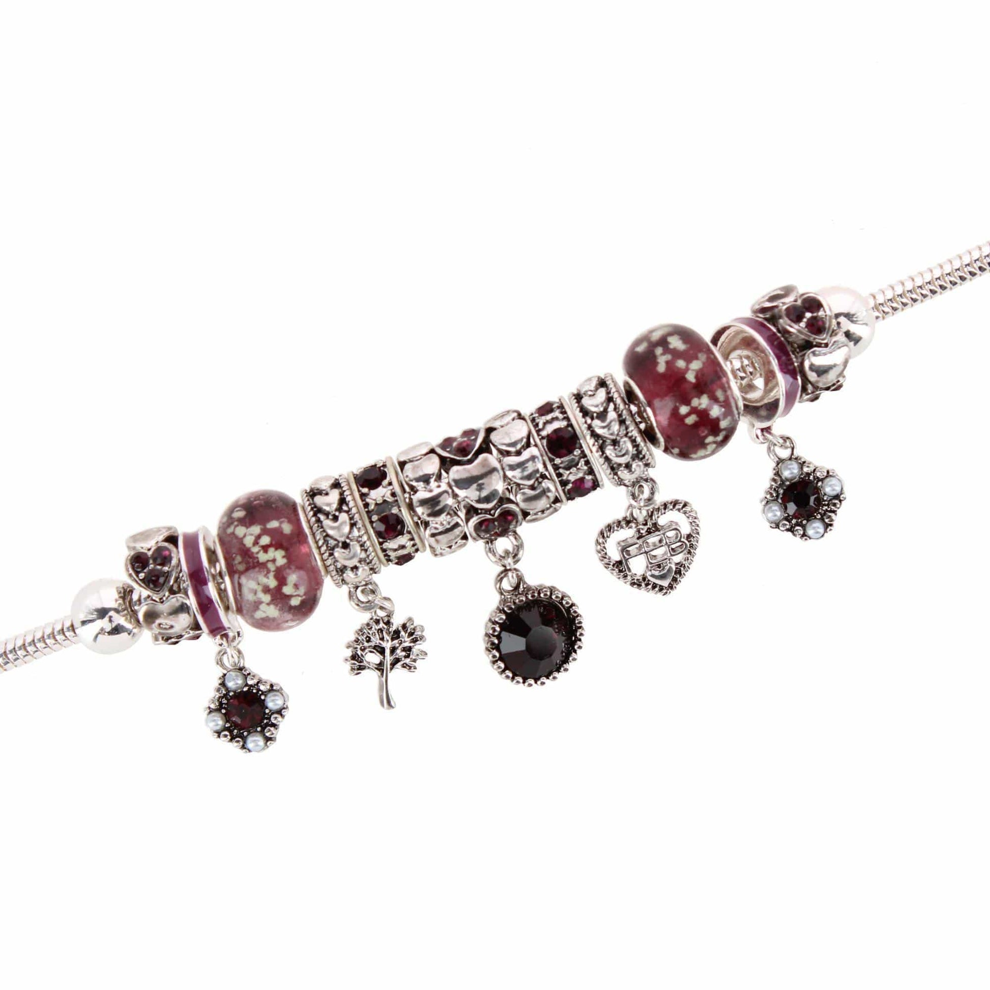 CTM® Women's Meaningful Birthstone Charm Clasp Bracelet - February- Amethyst