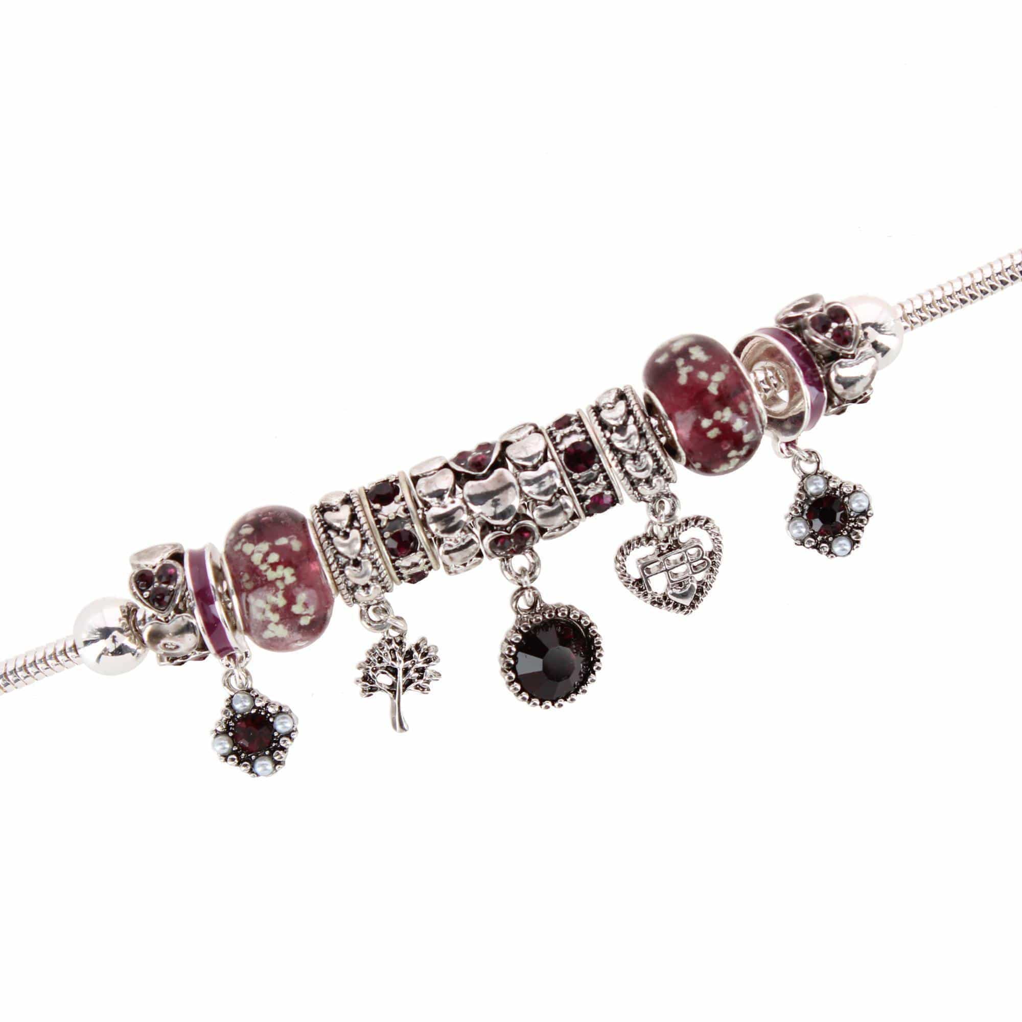 CTM® Women's Meaningful Birthstone Charm Clasp Bracelet - February- Amethyst