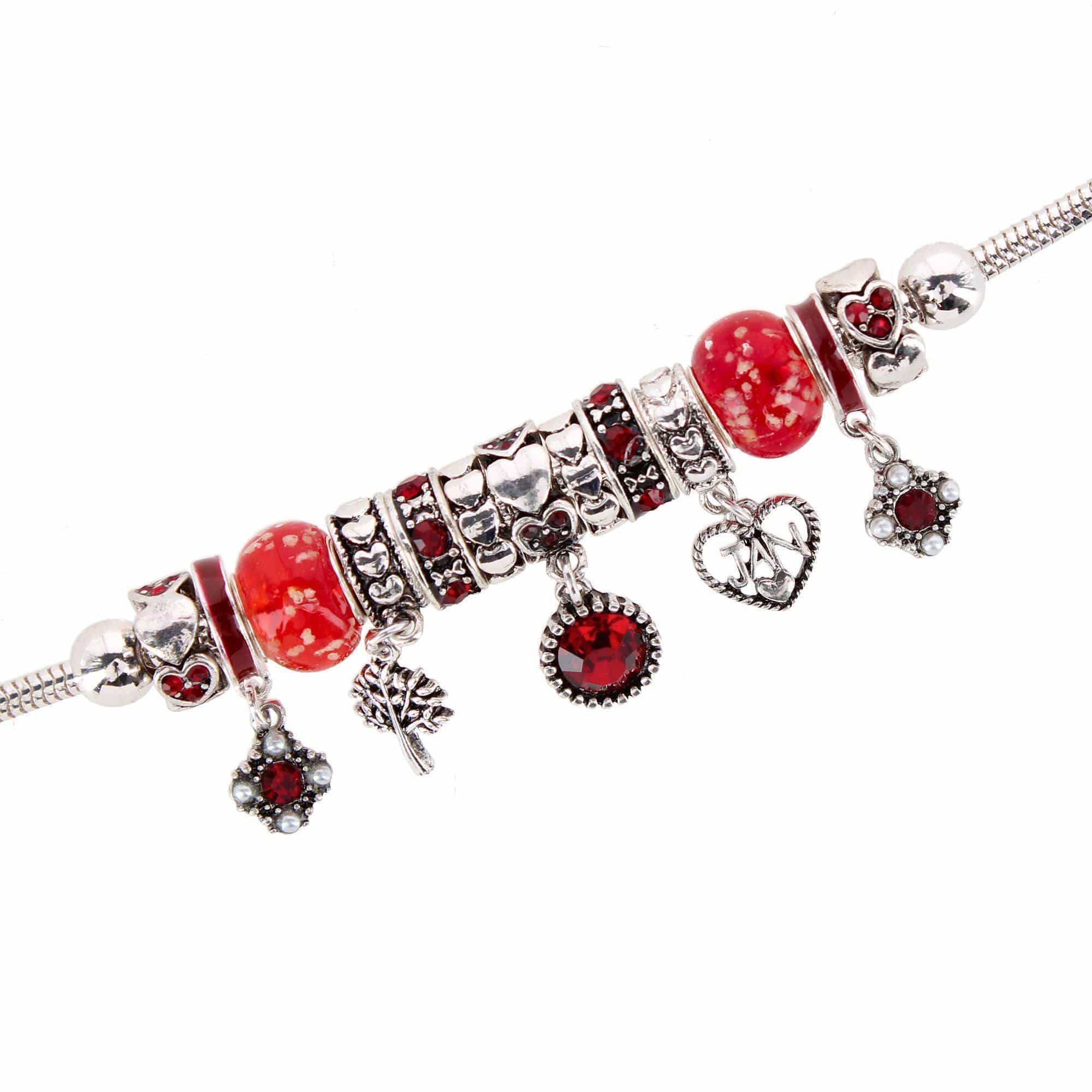 CTM® Women's Meaningful Birthstone Charm Clasp Bracelet - January- Garnet