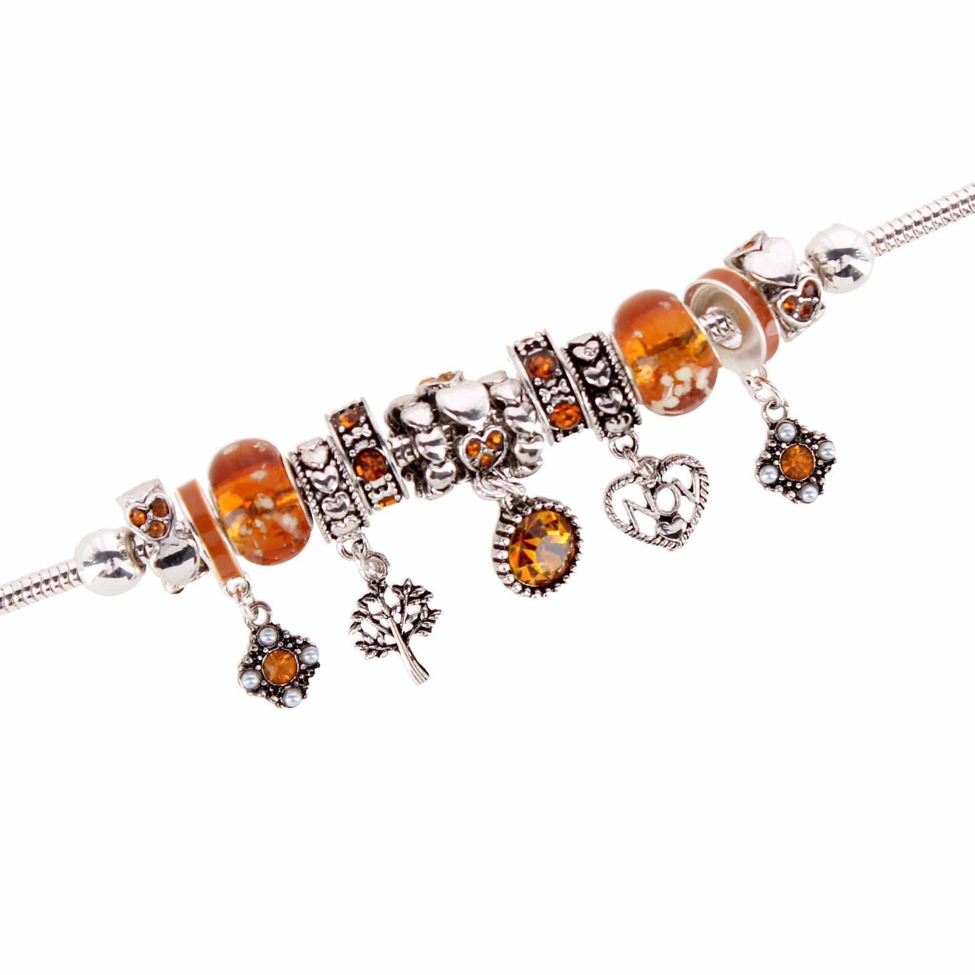 CTM® Women's Meaningful Birthstone Charm Clasp Bracelet - November- Topaz