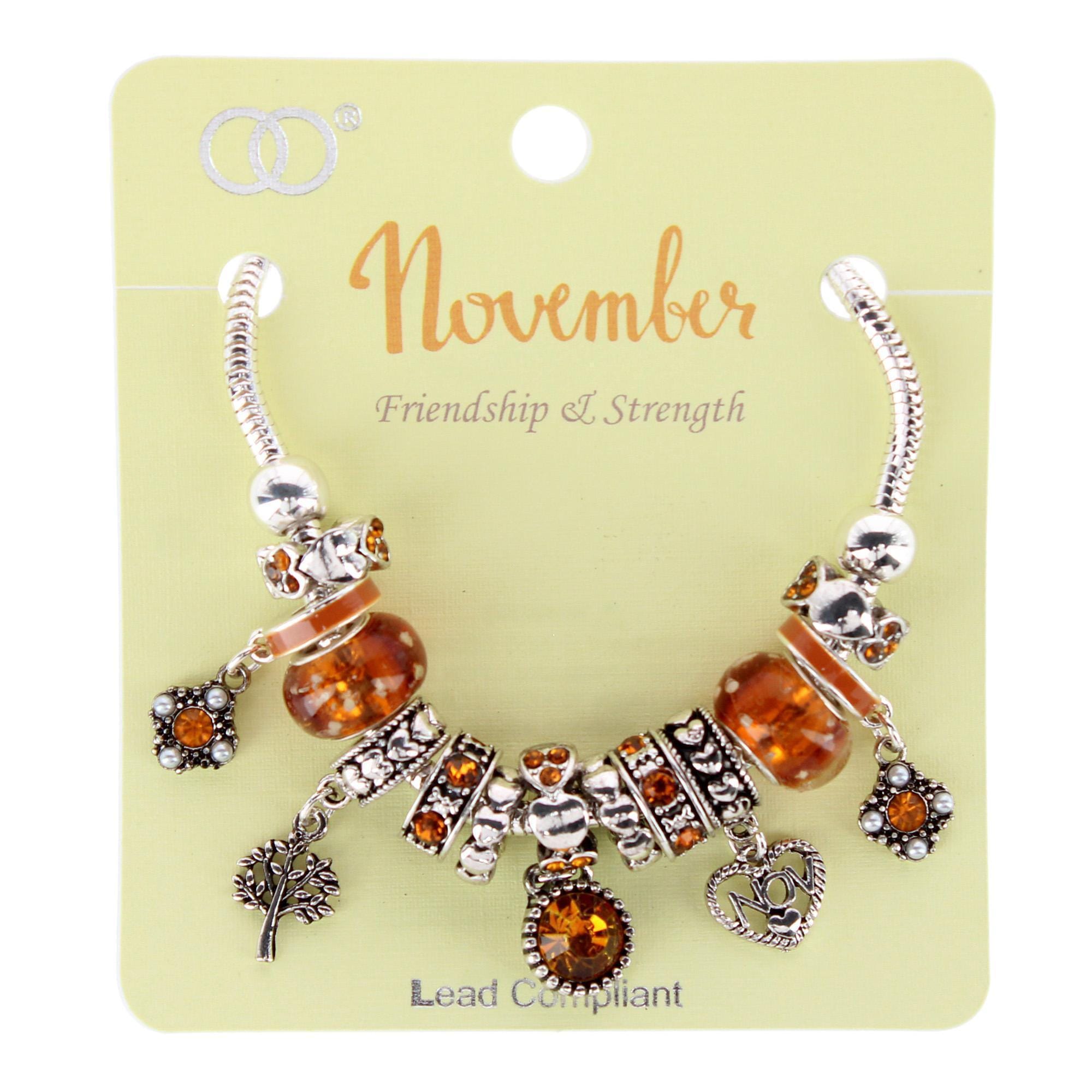 CTM® Women's Meaningful Birthstone Charm Clasp Bracelet - November- Topaz