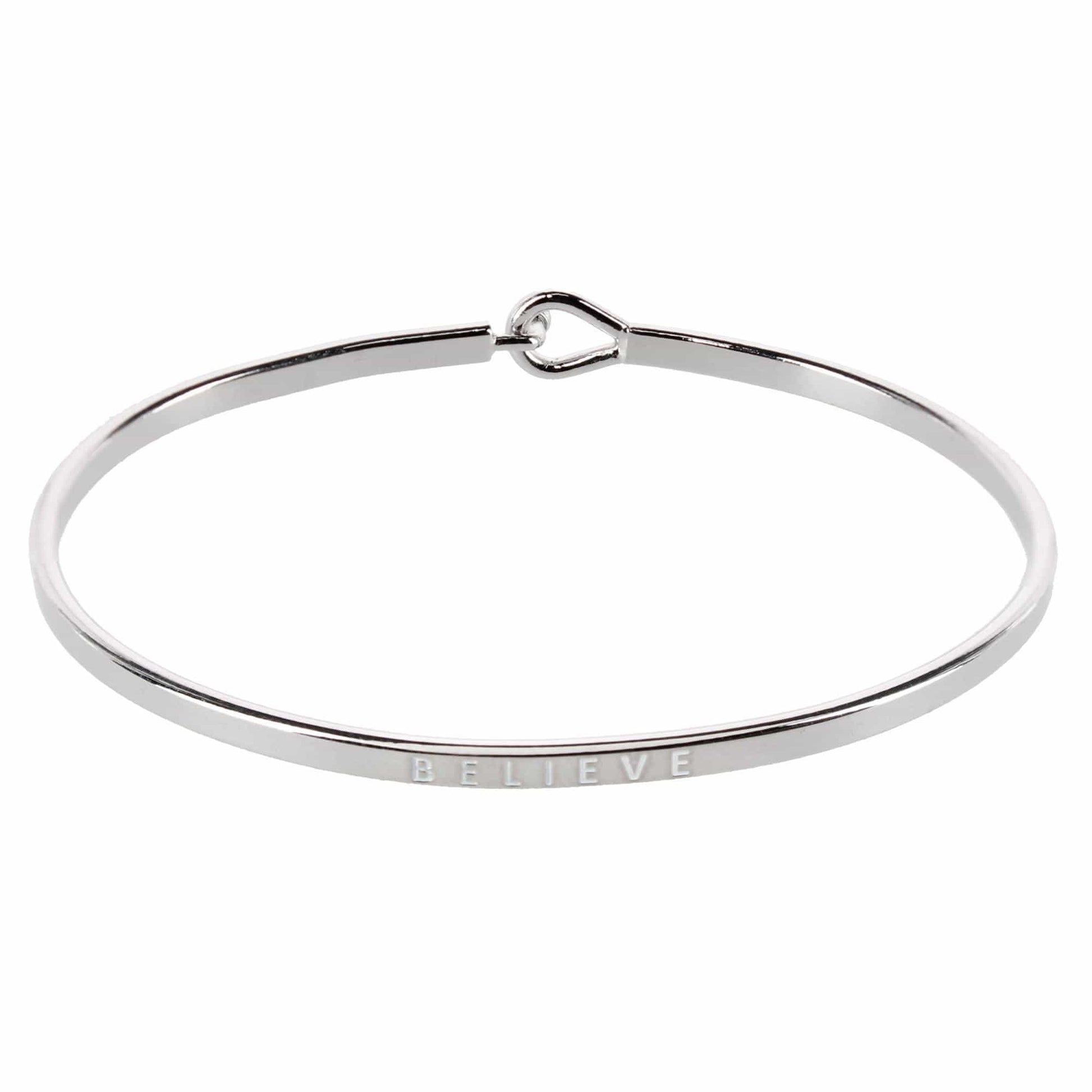 CTM® Women's Inspirational Bangle Bracelet Trio in Gold Silver and Rose Gold Finish - Believe