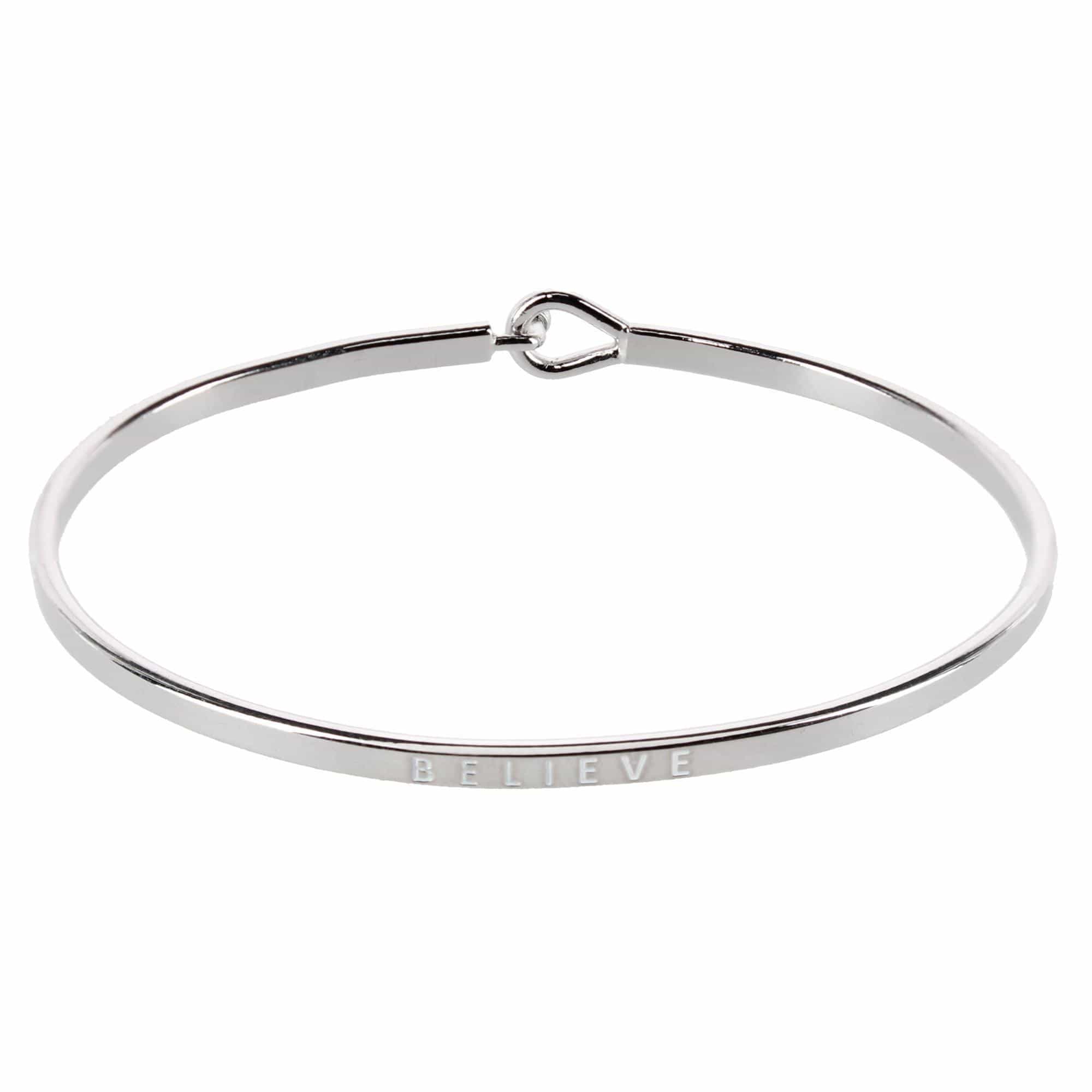 CTM® Women's Inspirational Bangle Bracelet Trio in Gold Silver and Rose Gold Finish - Believe