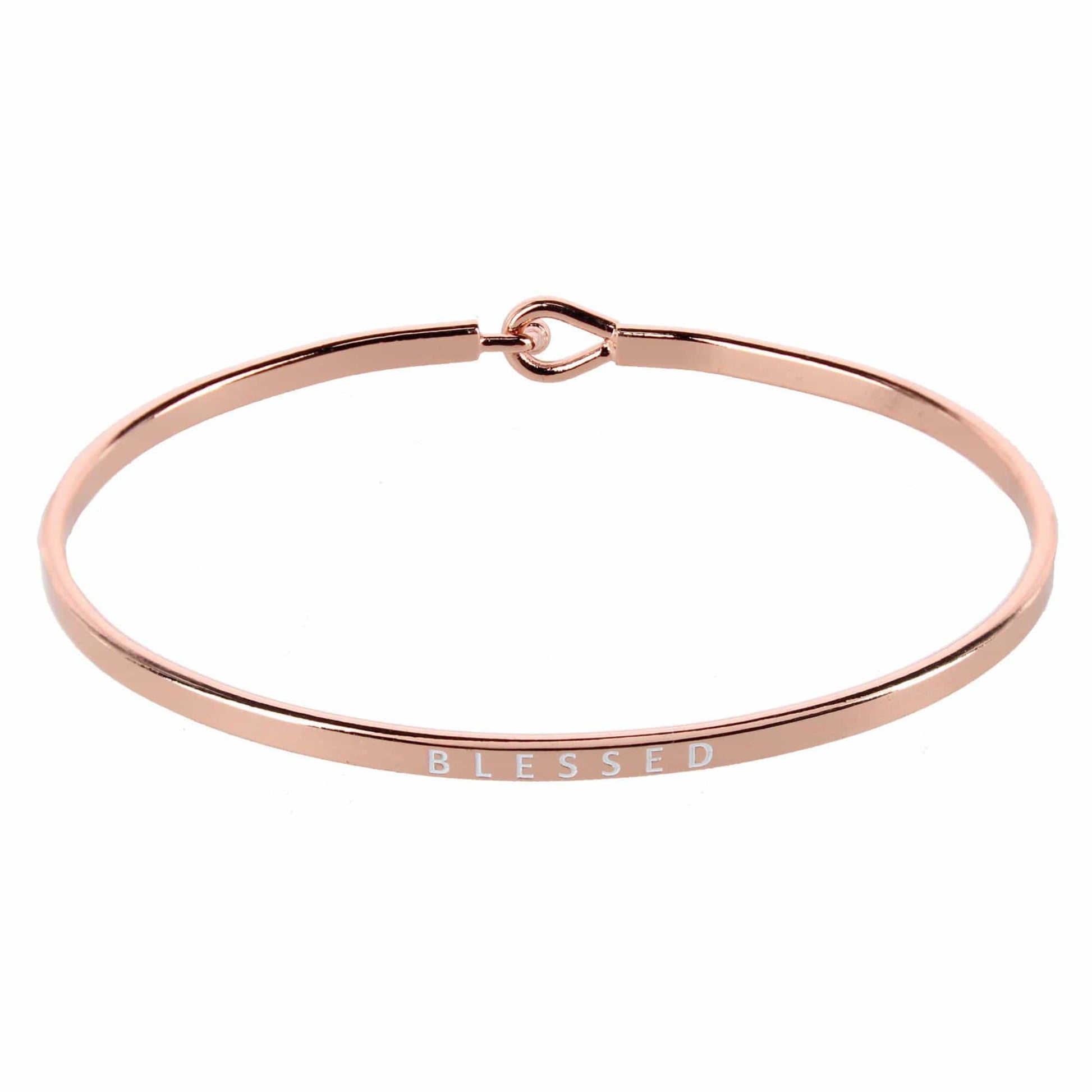 CTM® Women's Inspirational Bangle Bracelet Trio in Gold Silver and Rose Gold Finish - Blessed