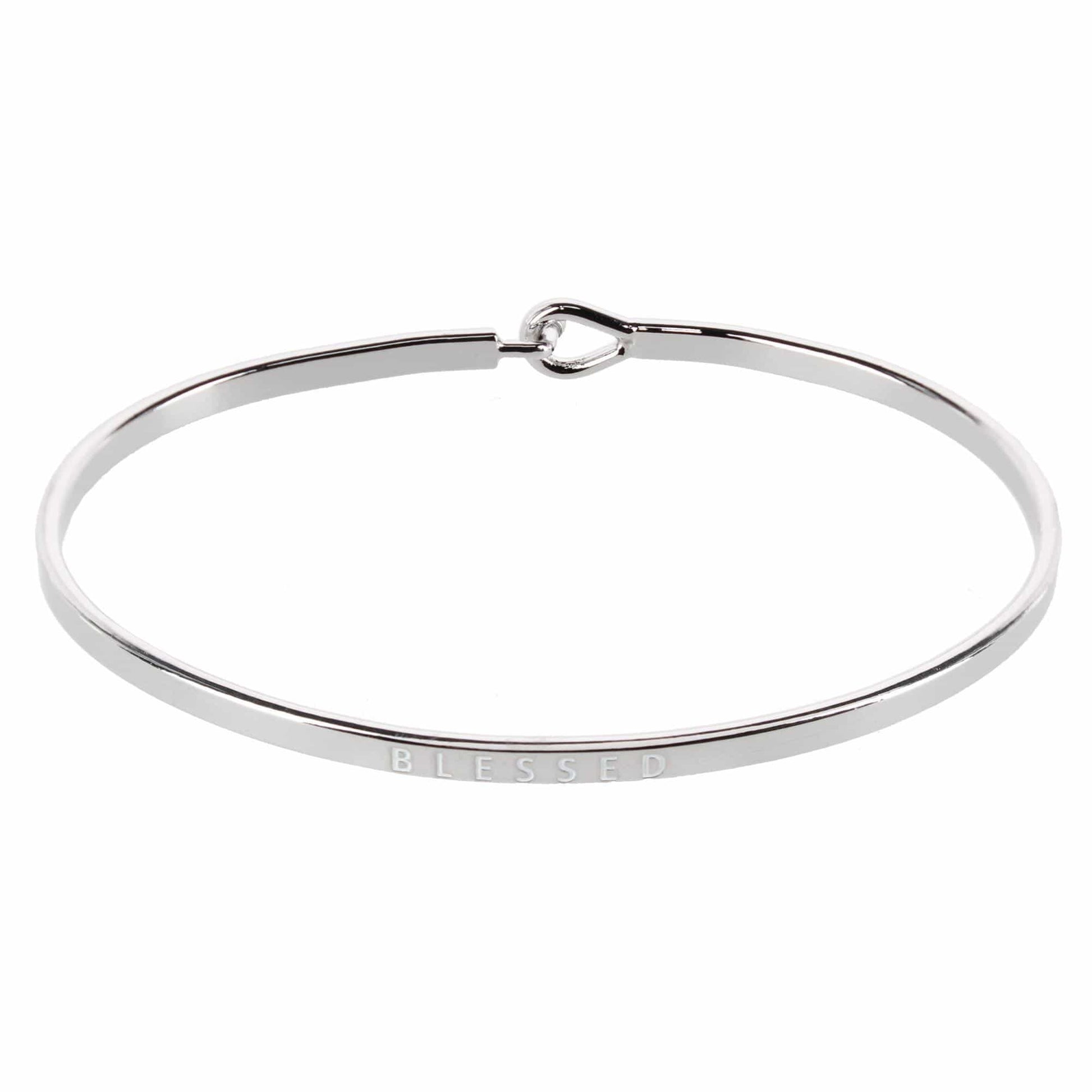 CTM® Women's Inspirational Bangle Bracelet Trio in Gold Silver and Rose Gold Finish - Blessed