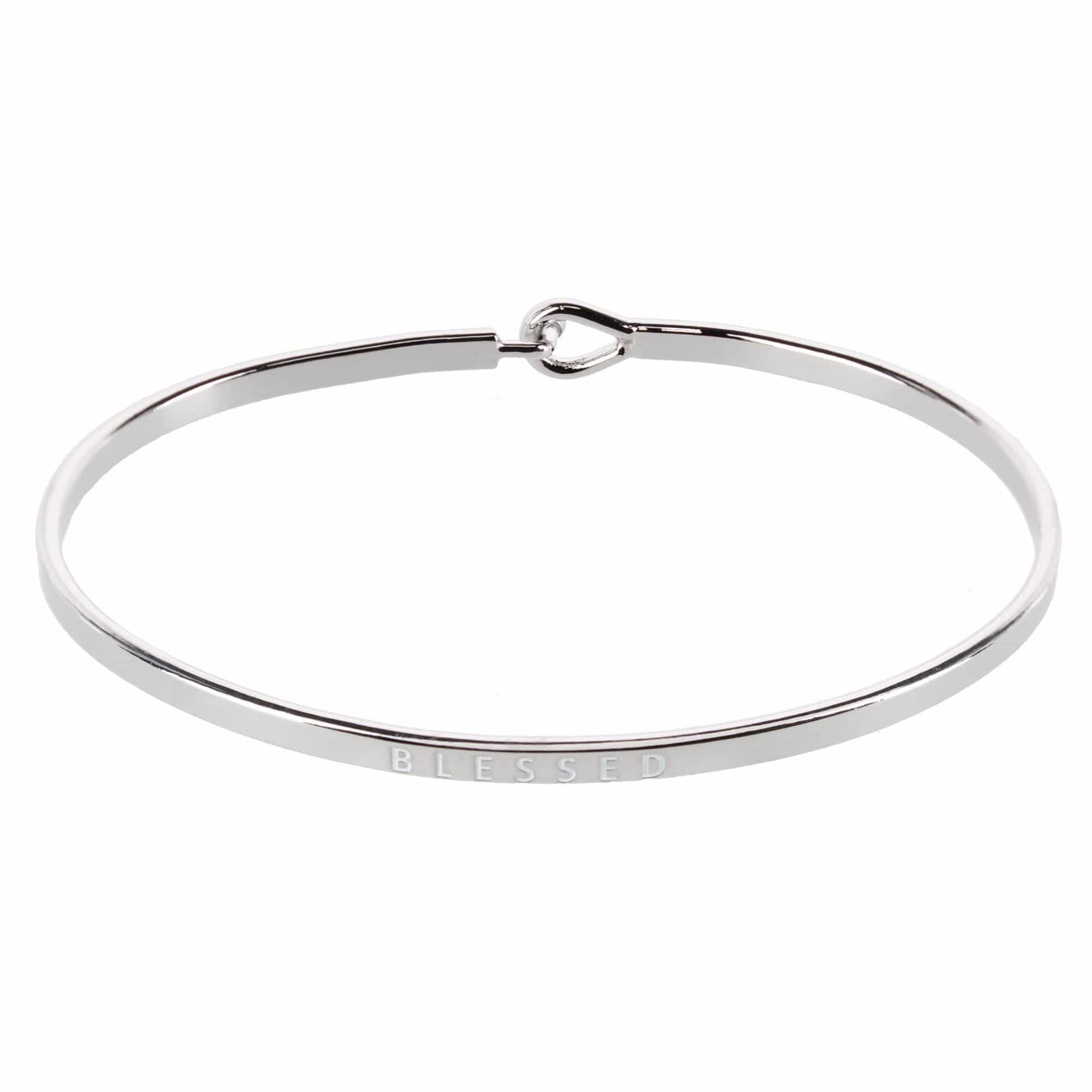 CTM® Women's Inspirational Bangle Bracelet Trio in Gold Silver and Rose Gold Finish - Blessed