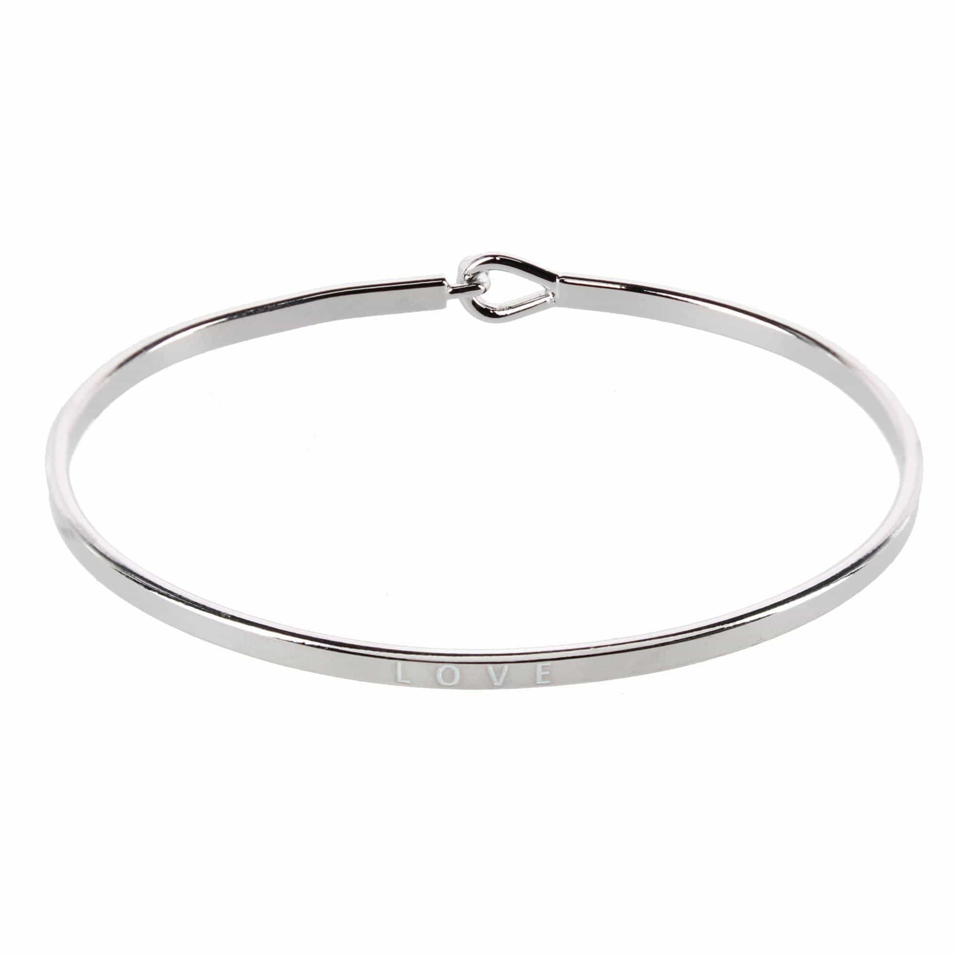 CTM® Women's Inspirational Bangle Bracelet Trio in Gold Silver and Rose Gold Finish - Love