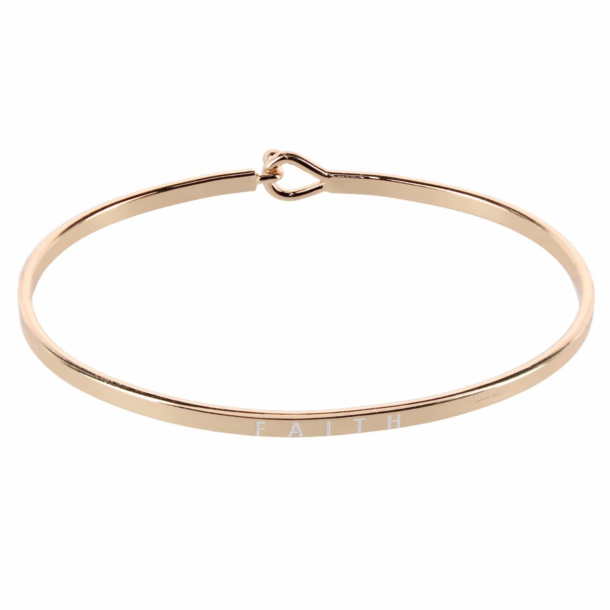 CTM® Women's Inspirational Bangle Bracelet Trio in Gold Silver and Rose Gold Finish - Faith