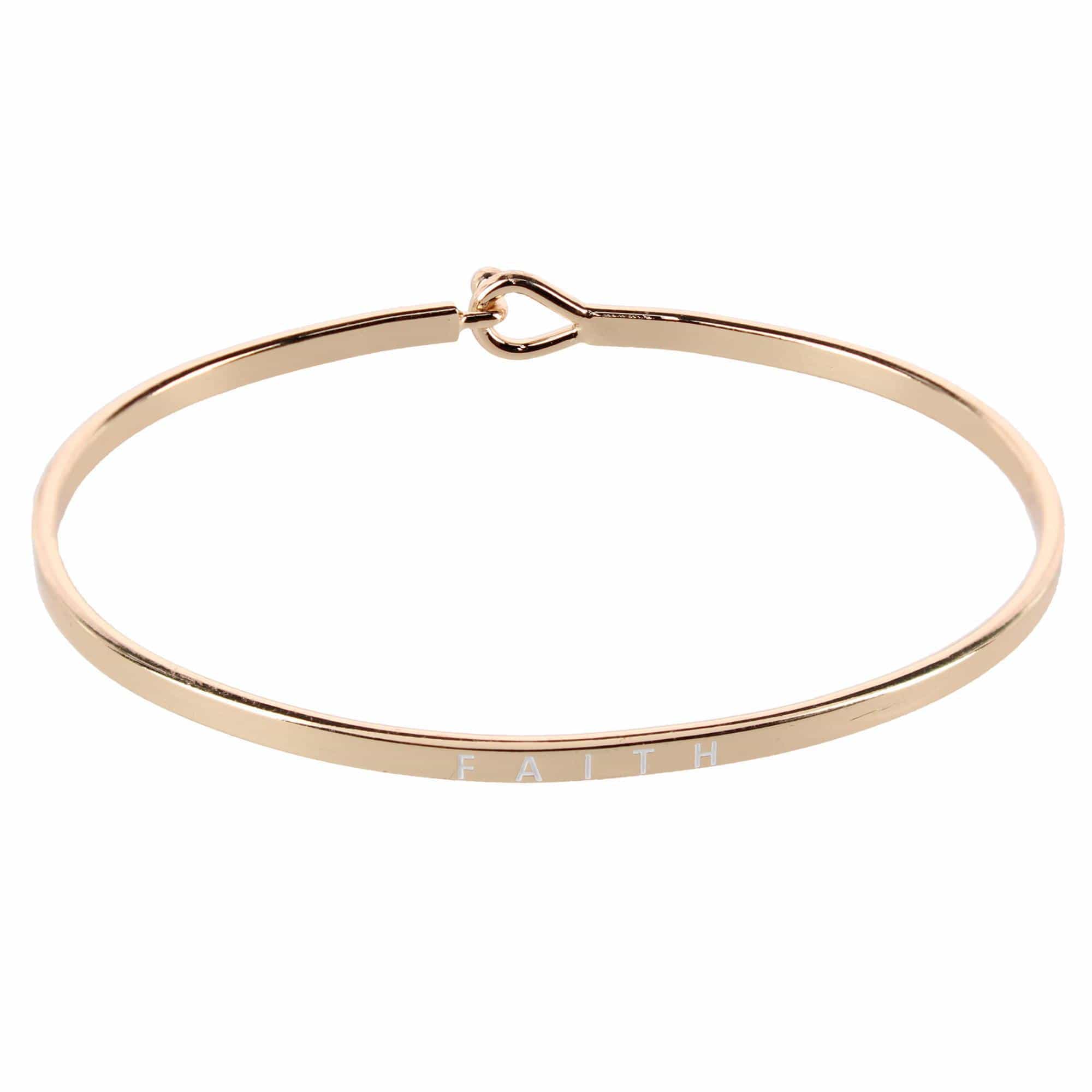 CTM® Women's Inspirational Bangle Bracelet Trio in Gold Silver and Rose Gold Finish - Faith
