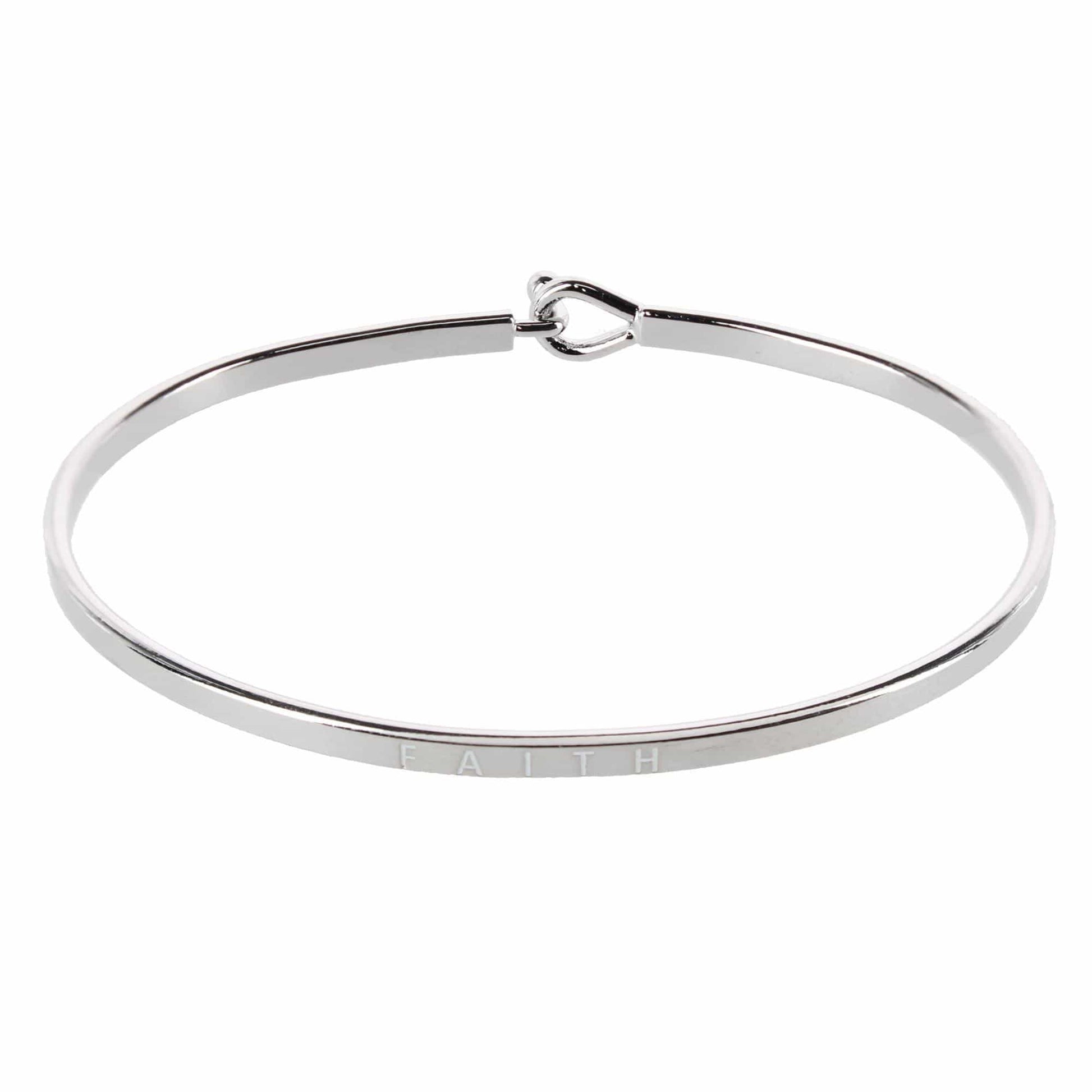CTM® Women's Inspirational Bangle Bracelet Trio in Gold Silver and Rose Gold Finish - Faith