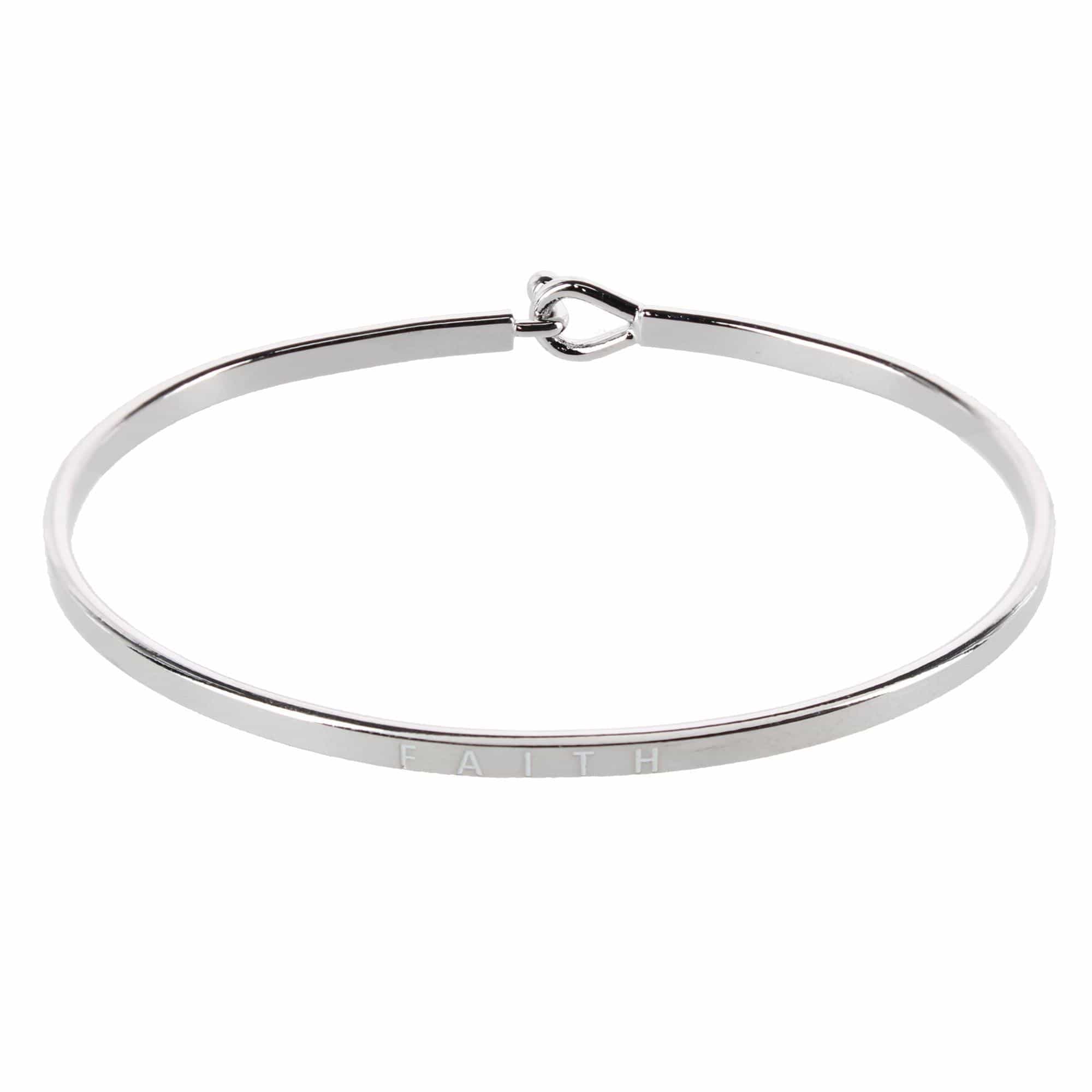 CTM® Women's Inspirational Bangle Bracelet Trio in Gold Silver and Rose Gold Finish - Faith