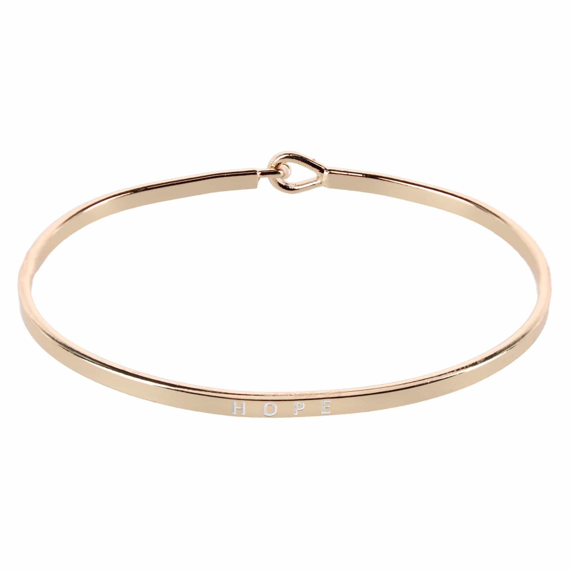 CTM® Women's Inspirational Bangle Bracelet Trio in Gold Silver and Rose Gold Finish - Hope