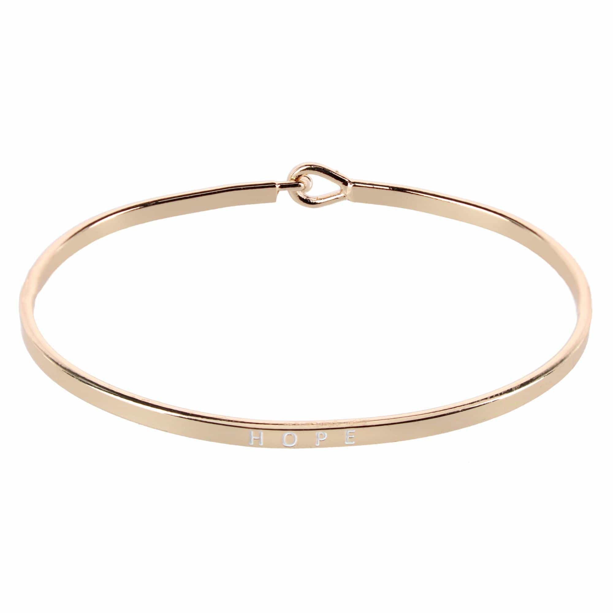 CTM® Women's Inspirational Bangle Bracelet Trio in Gold Silver and Rose Gold Finish - Hope