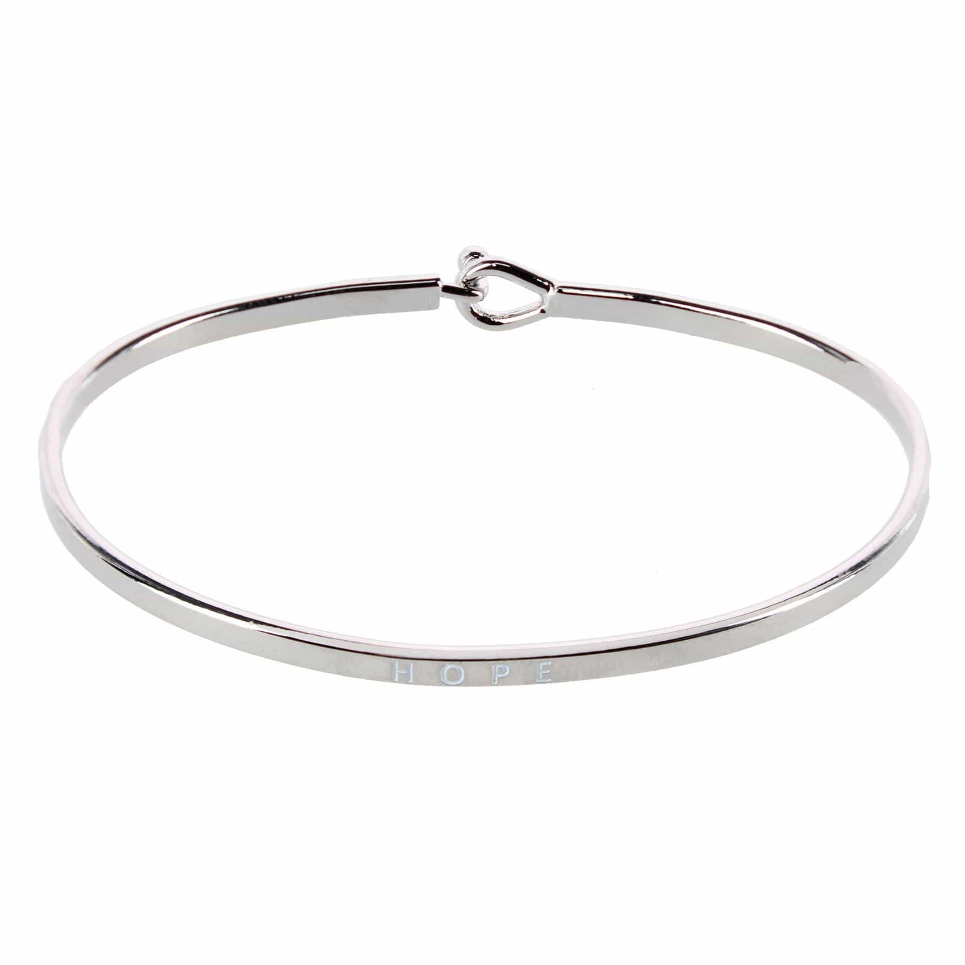 CTM® Women's Inspirational Bangle Bracelet Trio in Gold Silver and Rose Gold Finish - Hope