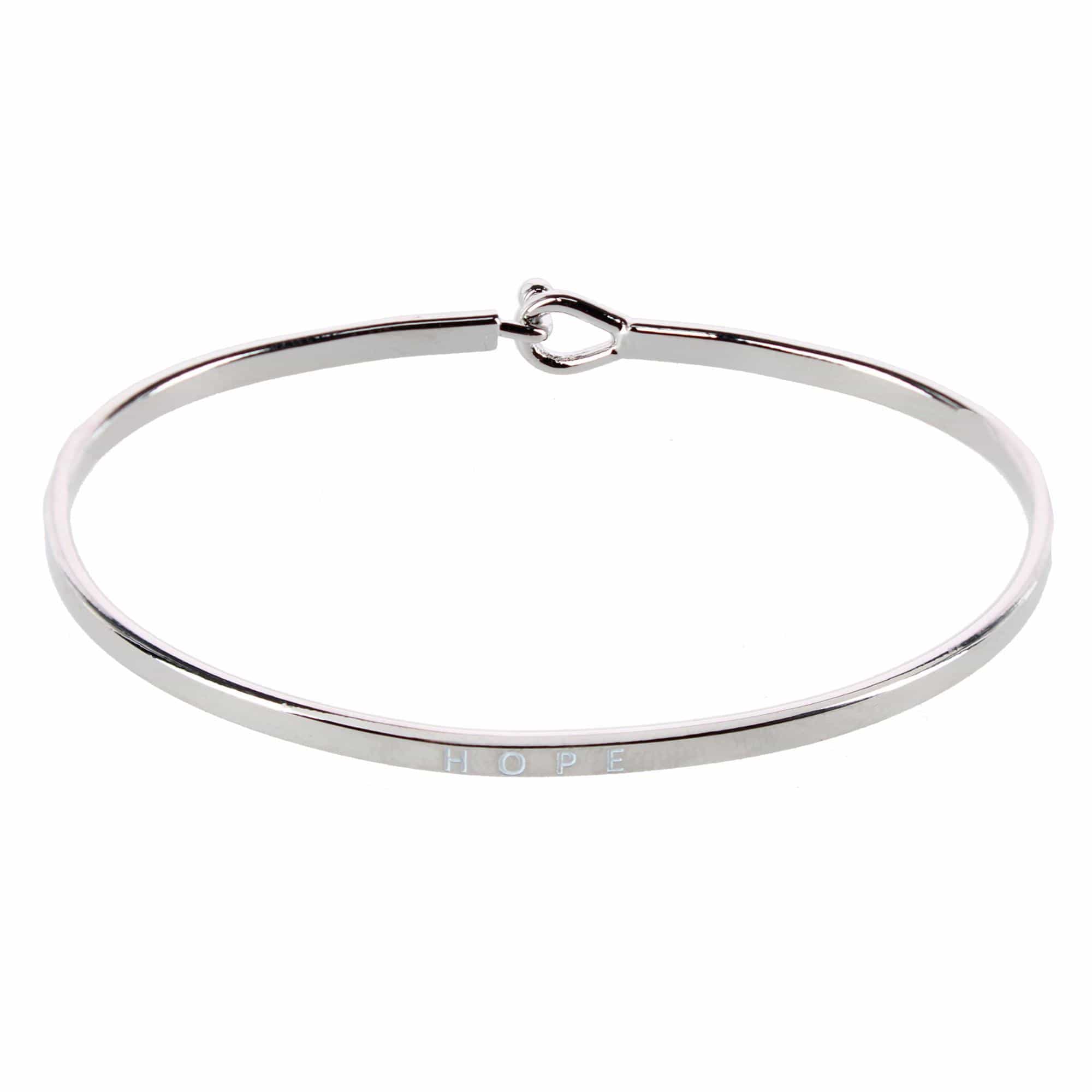 CTM® Women's Inspirational Bangle Bracelet Trio in Gold Silver and Rose Gold Finish - Hope