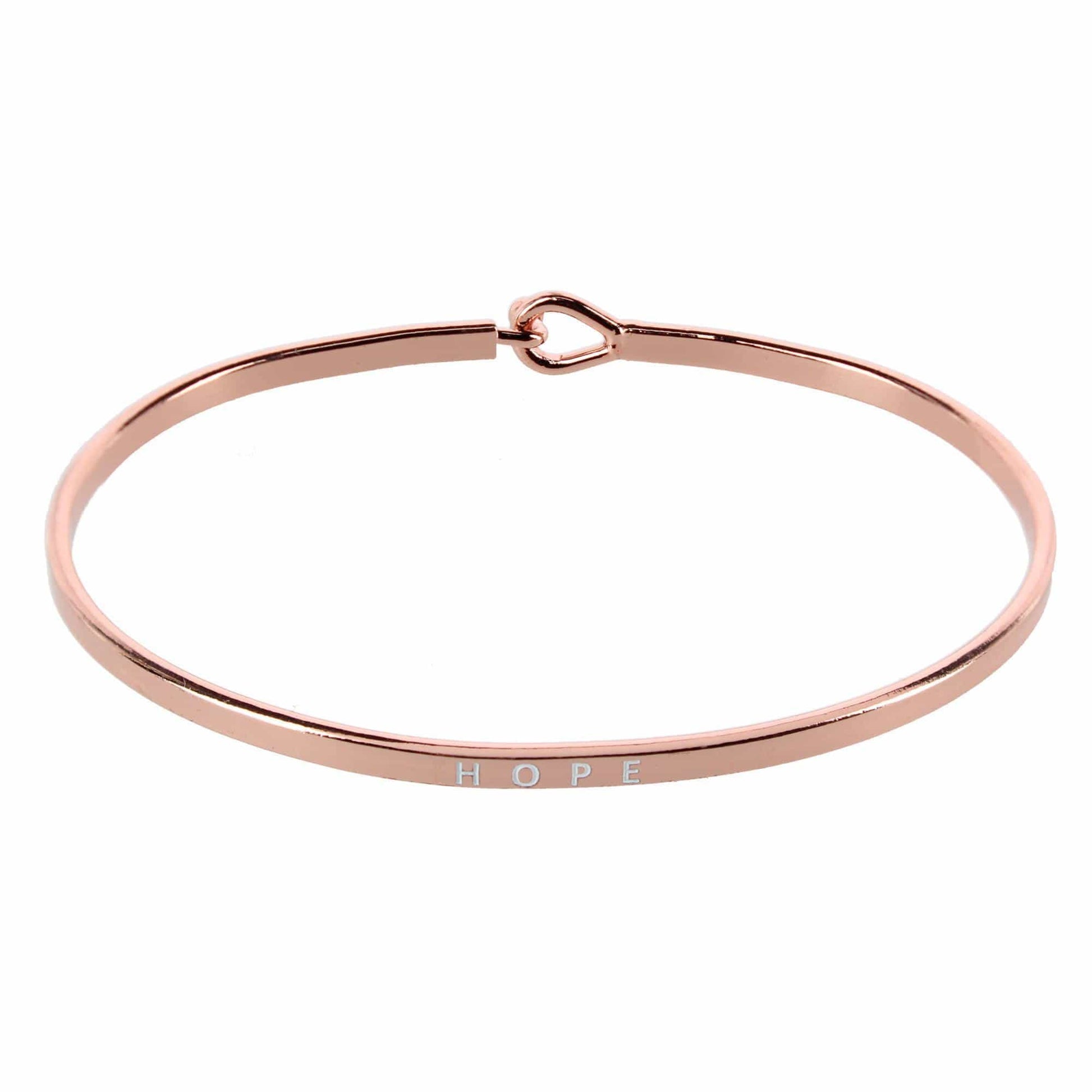 CTM® Women's Inspirational Bangle Bracelet Trio in Gold Silver and Rose Gold Finish - Hope