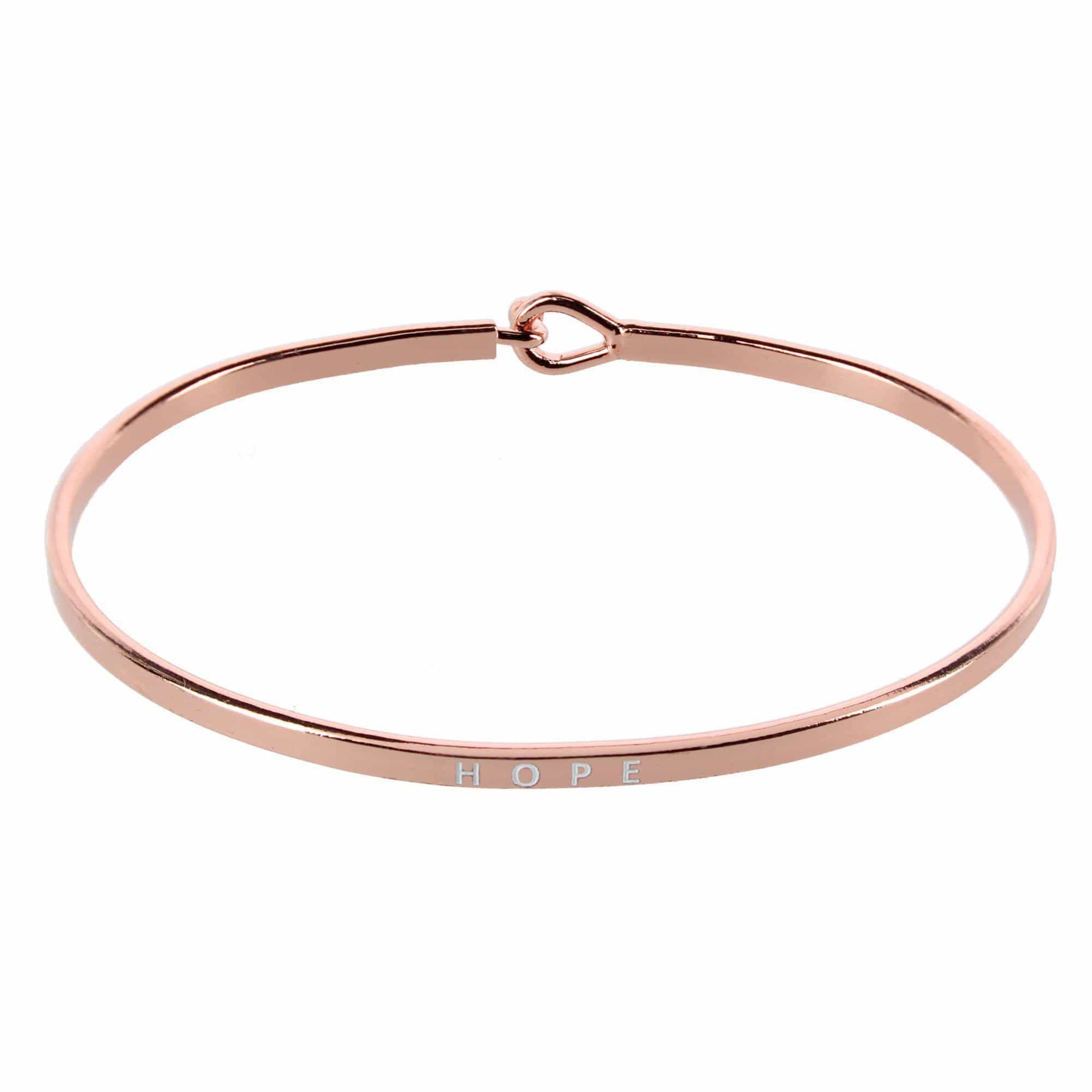 CTM® Women's Inspirational Bangle Bracelet Trio in Gold Silver and Rose Gold Finish - Hope