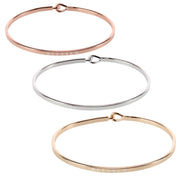 Women's Inspirational Bangle Bracelet Trio in Gold Silver and Rose Gold Finish