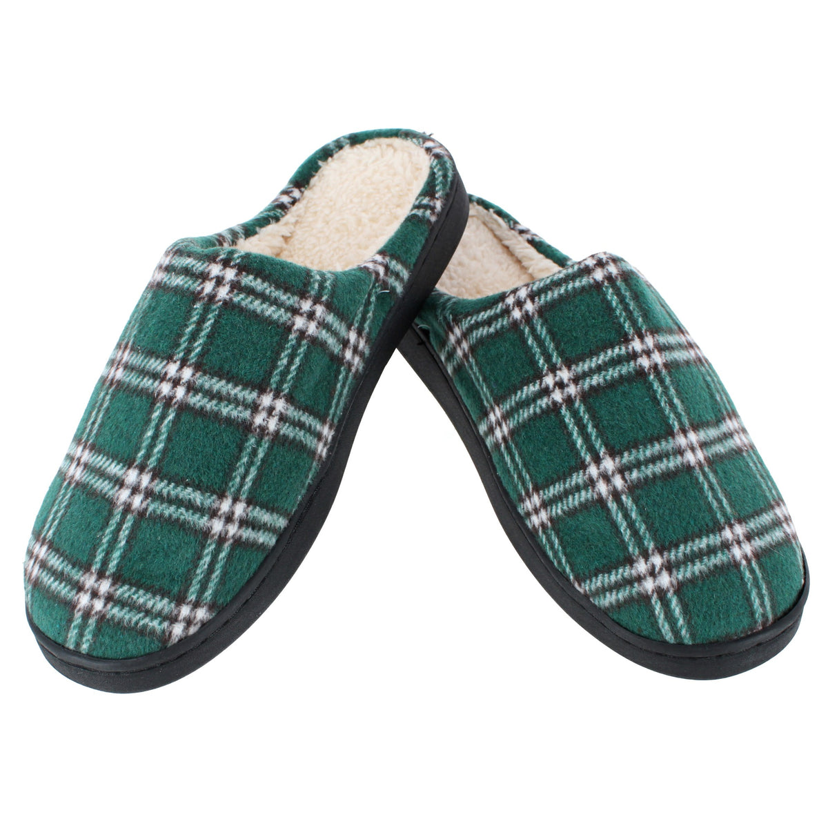 CTM® Women's Classic Plaid Slide House Slippers Plush Insole