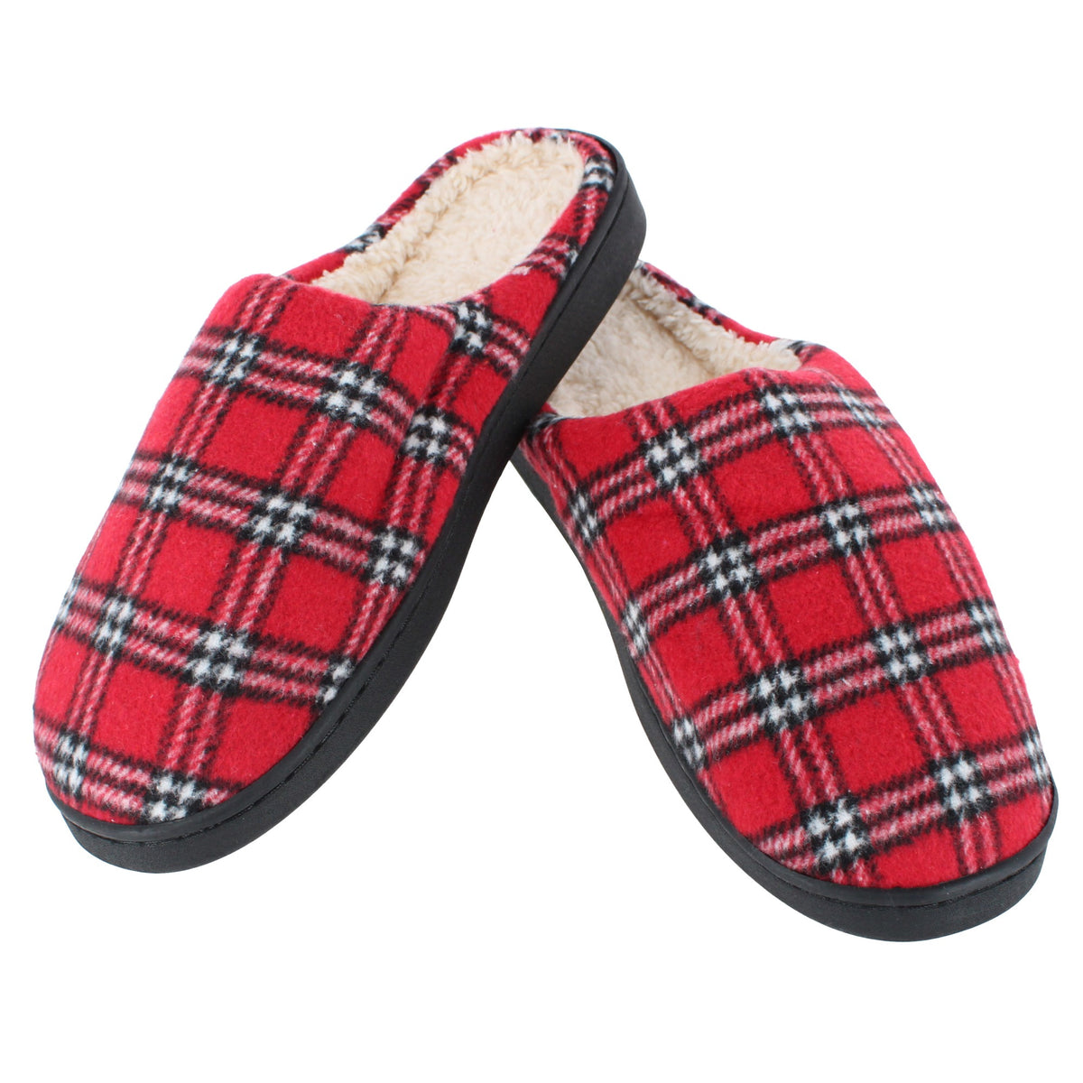 CTM® Women's Classic Plaid Slide House Slippers Plush Insole - Women's Classic Plaid Slide House Slippers Plush Insole