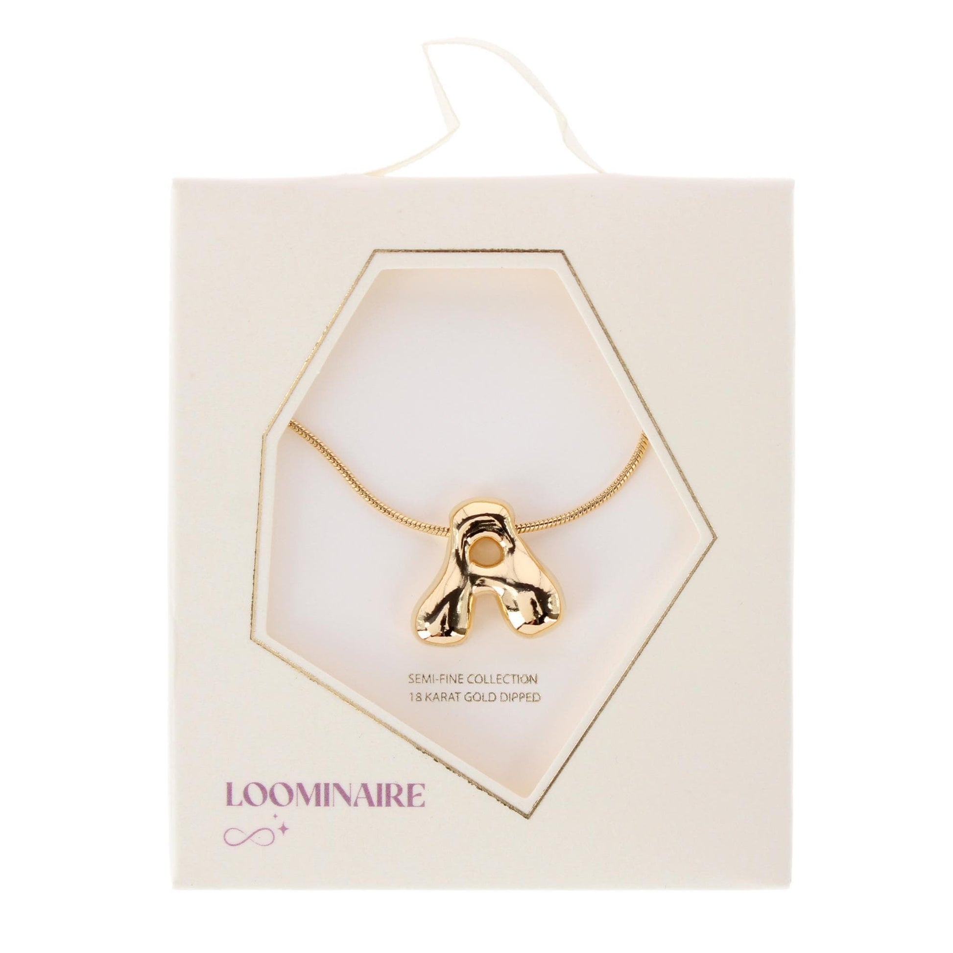 CTM® Women's Semi-Fine Bubble Letter Initial Necklace Gold or Silver Dipped - Gold- A