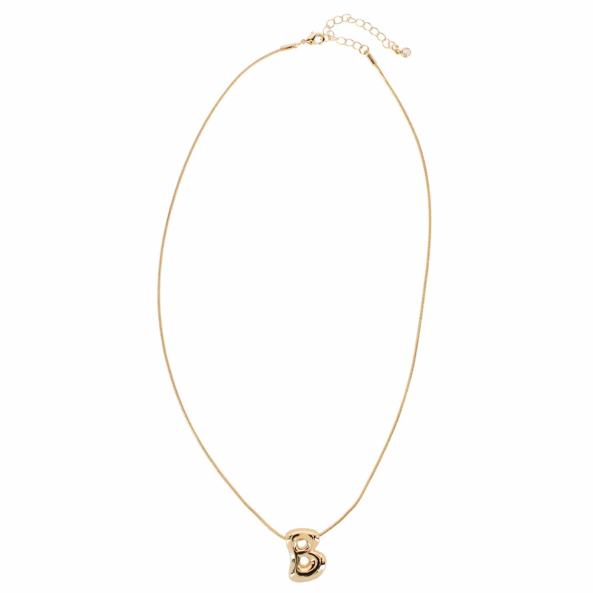 CTM® Women's Semi-Fine Bubble Letter Initial Necklace Gold or Silver Dipped