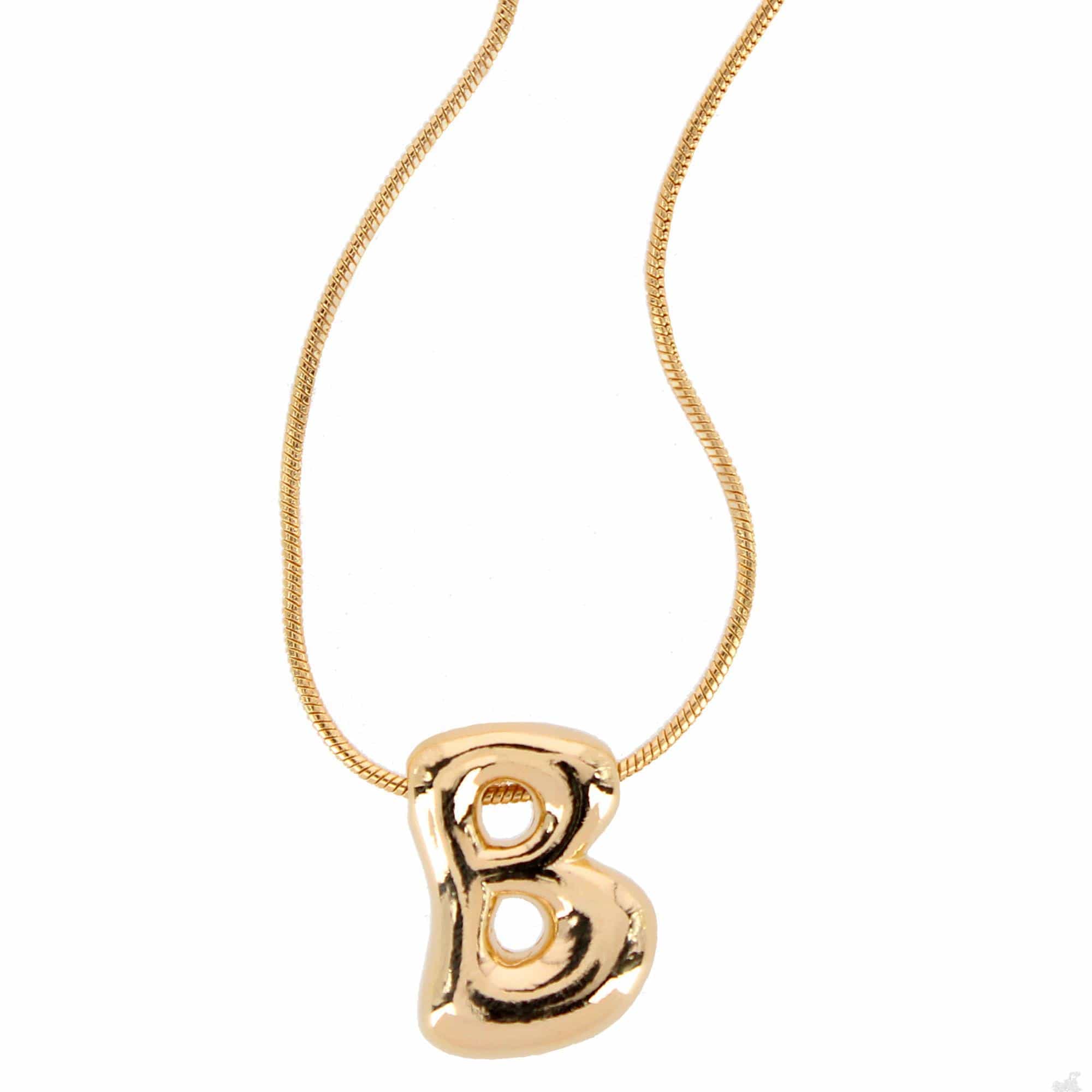 CTM® Women's Semi-Fine Bubble Letter Initial Necklace Gold or Silver Dipped - Gold- B
