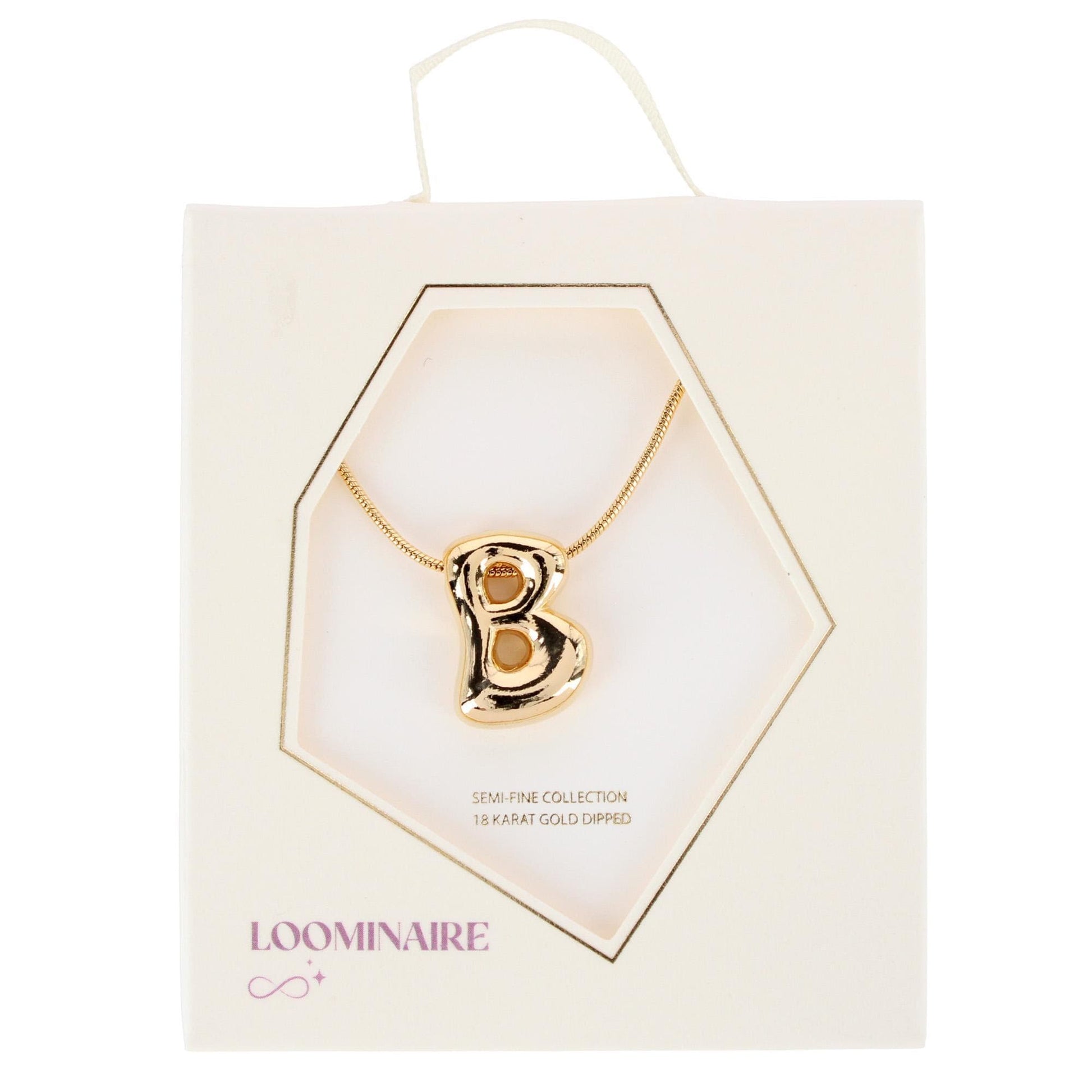 CTM® Women's Semi-Fine Bubble Letter Initial Necklace Gold or Silver Dipped - Gold- B