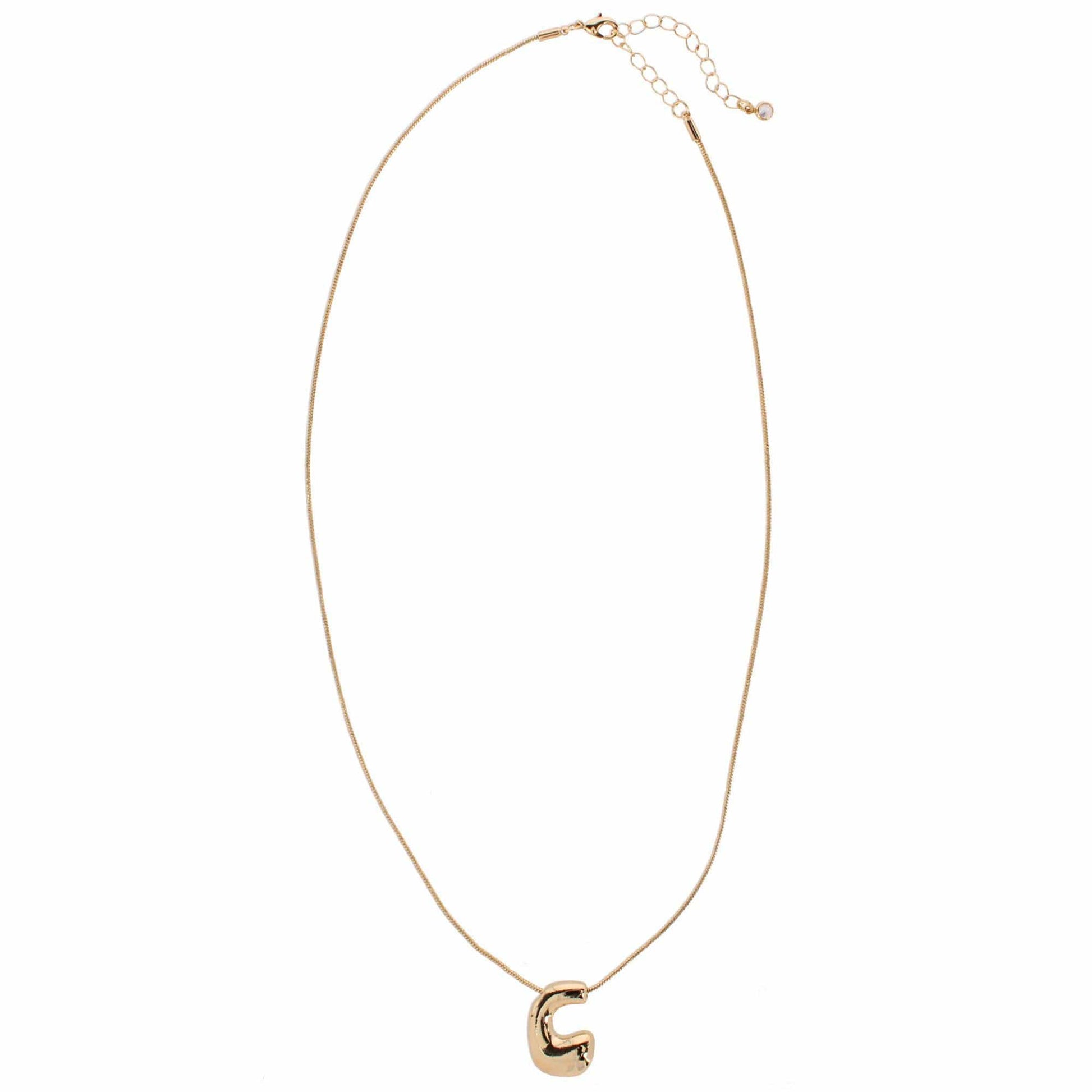 CTM® Women's Semi-Fine Bubble Letter Initial Necklace Gold or Silver Dipped
