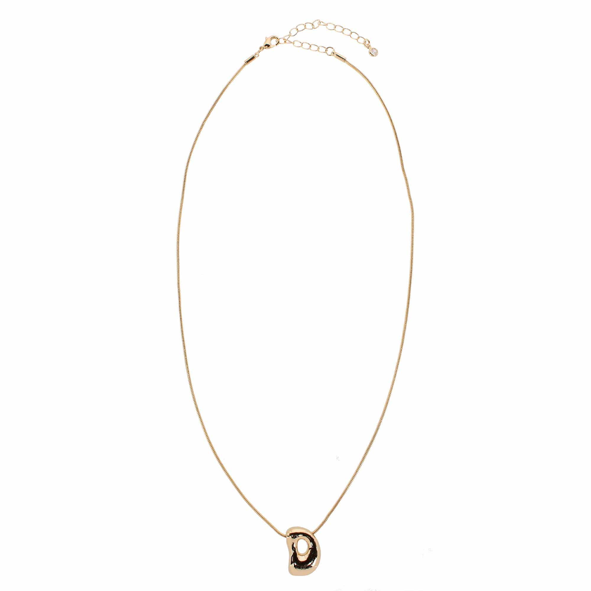 CTM® Women's Semi-Fine Bubble Letter Initial Necklace Gold or Silver Dipped - Gold- D