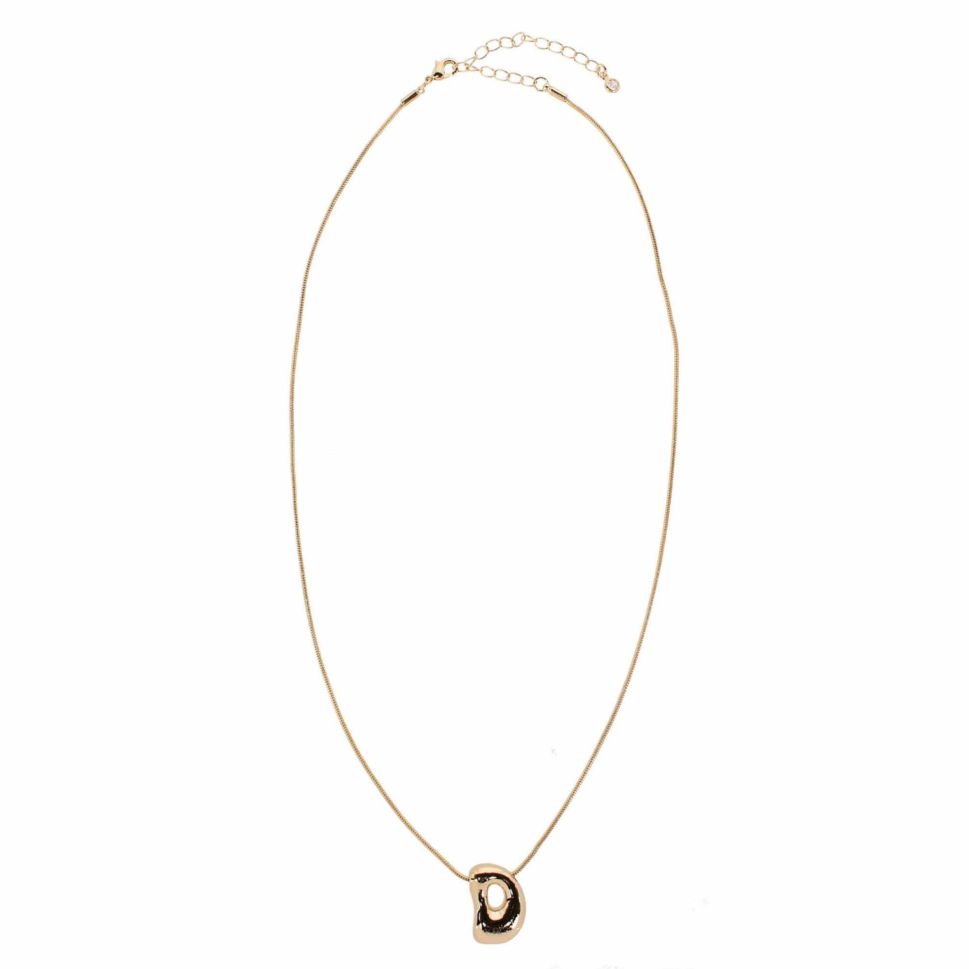 CTM® Women's Semi-Fine Bubble Letter Initial Necklace Gold or Silver Dipped