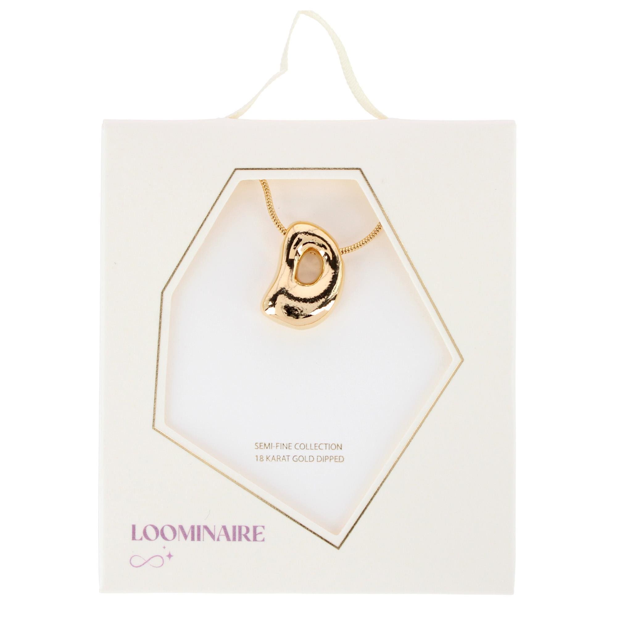 CTM® Women's Semi-Fine Bubble Letter Initial Necklace Gold or Silver Dipped - Gold- D