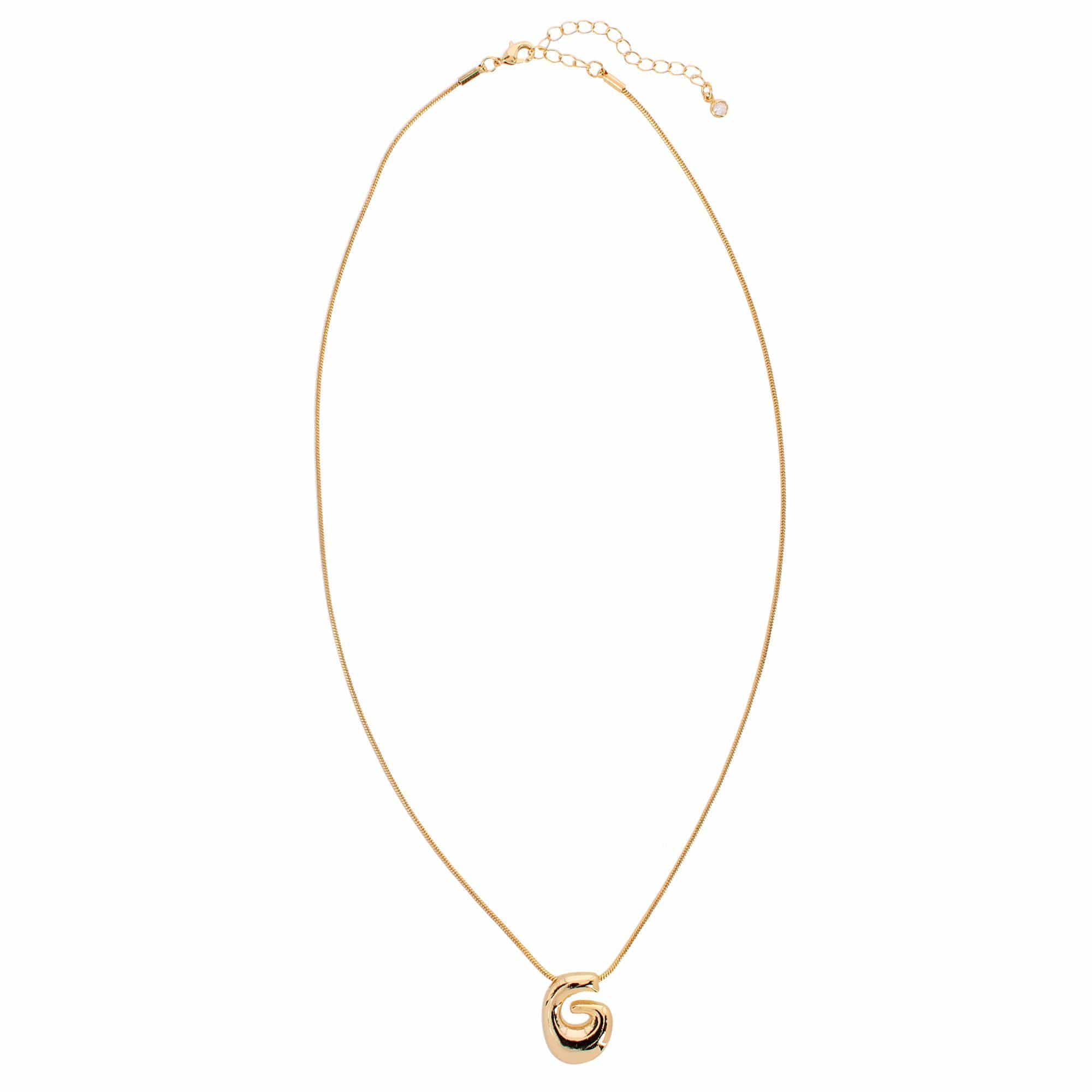 CTM® Women's Semi-Fine Bubble Letter Initial Necklace Gold or Silver Dipped