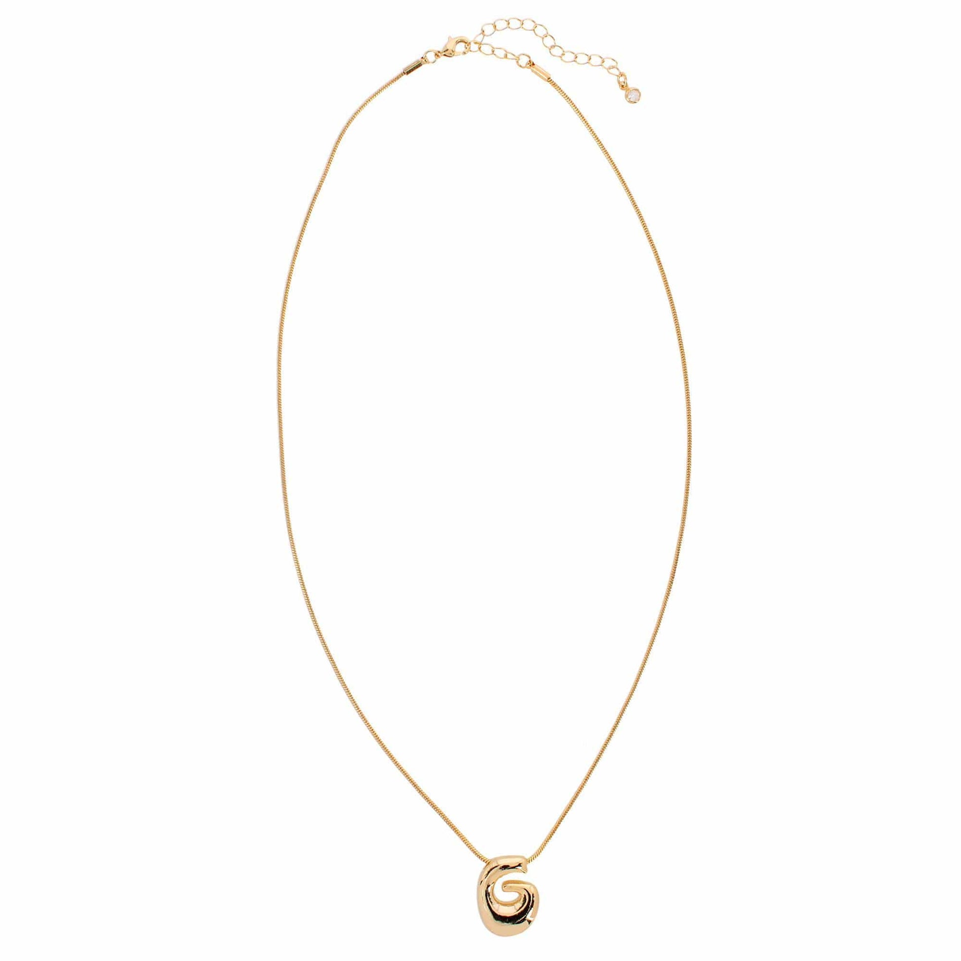 CTM® Women's Semi-Fine Bubble Letter Initial Necklace Gold or Silver Dipped - Gold- G