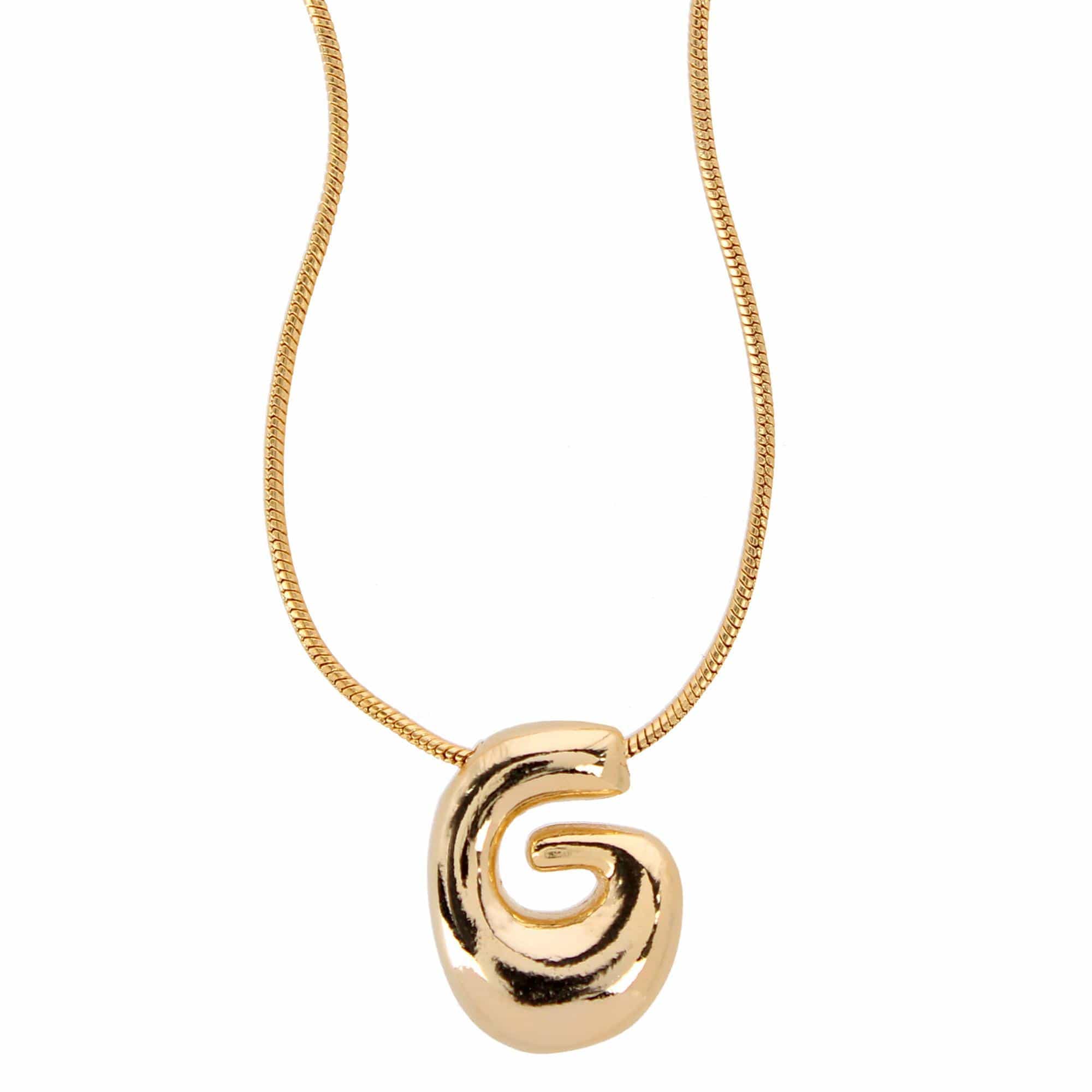 CTM® Women's Semi-Fine Bubble Letter Initial Necklace Gold or Silver Dipped - Gold- G