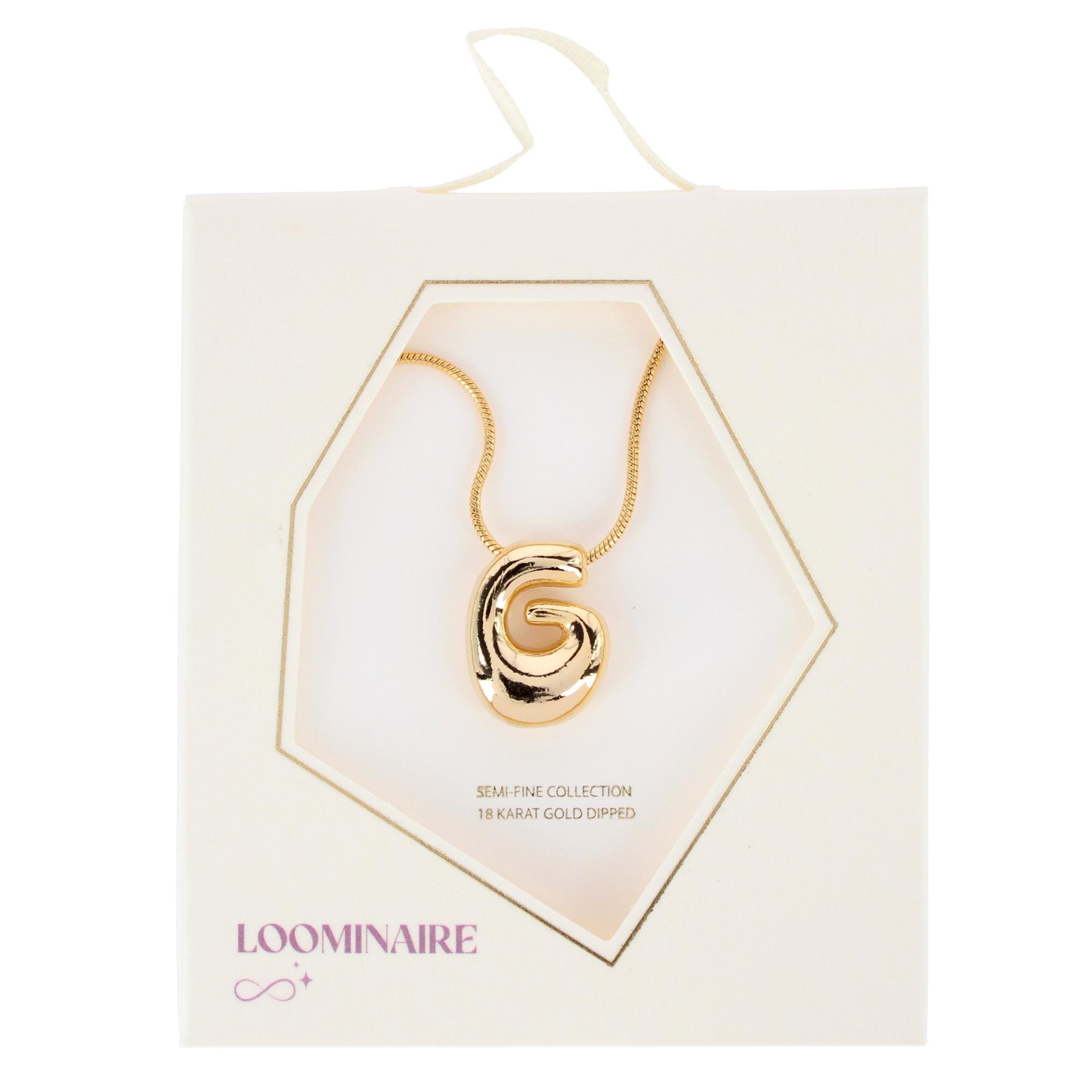 CTM® Women's Semi-Fine Bubble Letter Initial Necklace Gold or Silver Dipped - Gold- G