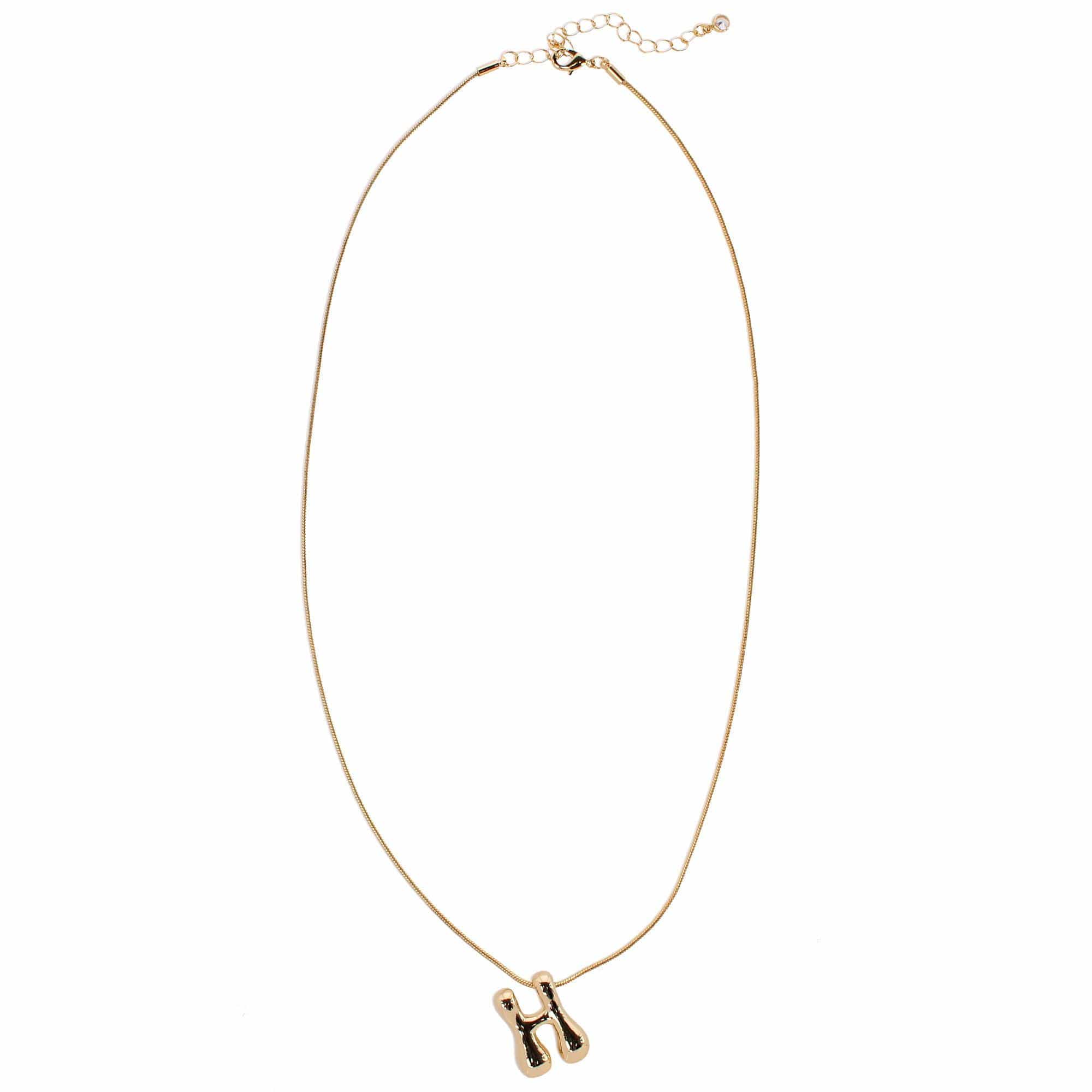 CTM® Women's Semi-Fine Bubble Letter Initial Necklace Gold or Silver Dipped