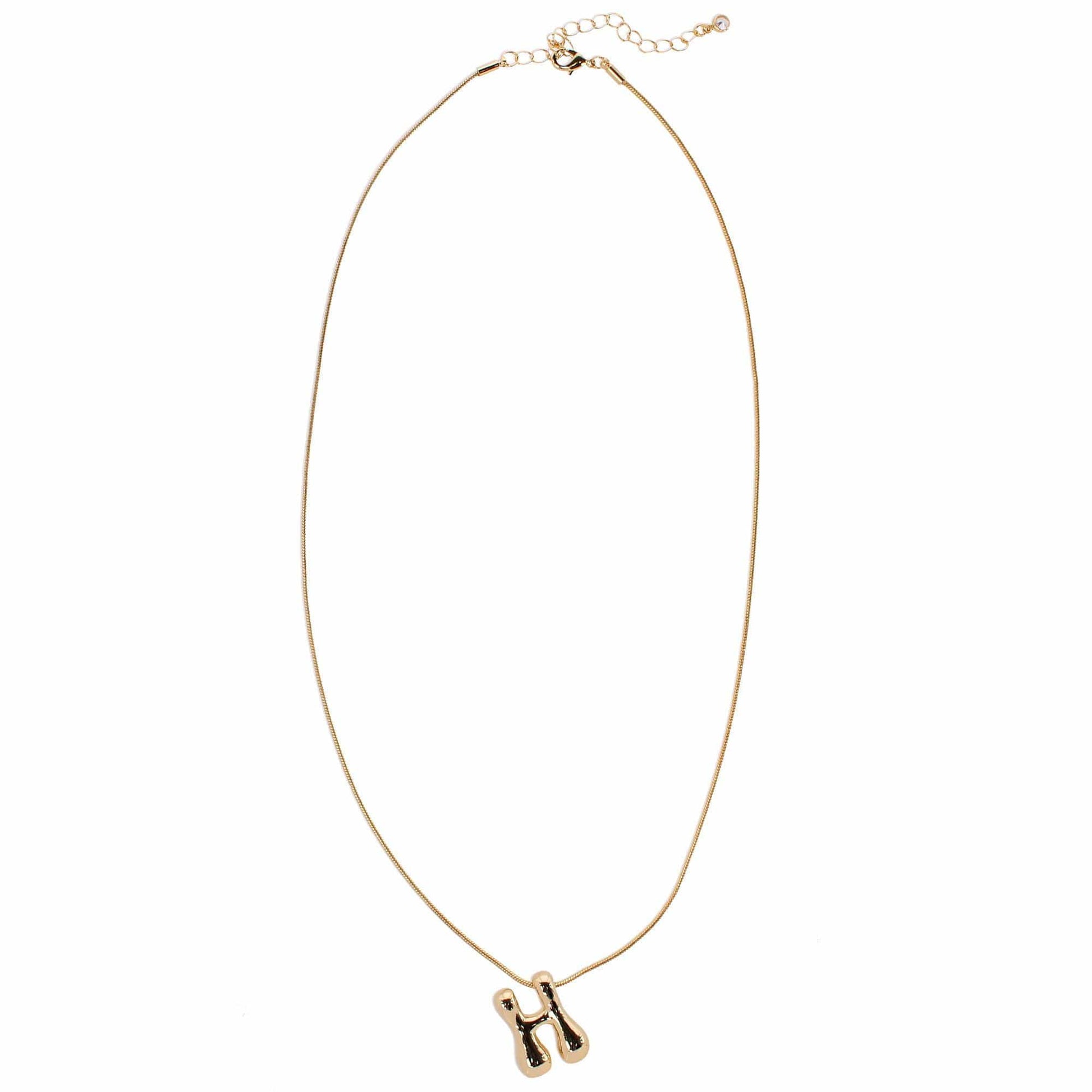 CTM® Women's Semi-Fine Bubble Letter Initial Necklace Gold or Silver Dipped - Gold- H