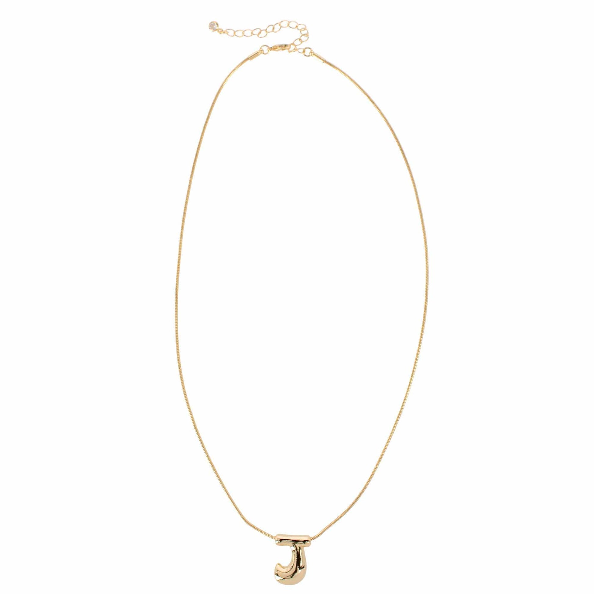 CTM® Women's Semi-Fine Bubble Letter Initial Necklace Gold or Silver Dipped - Gold- J
